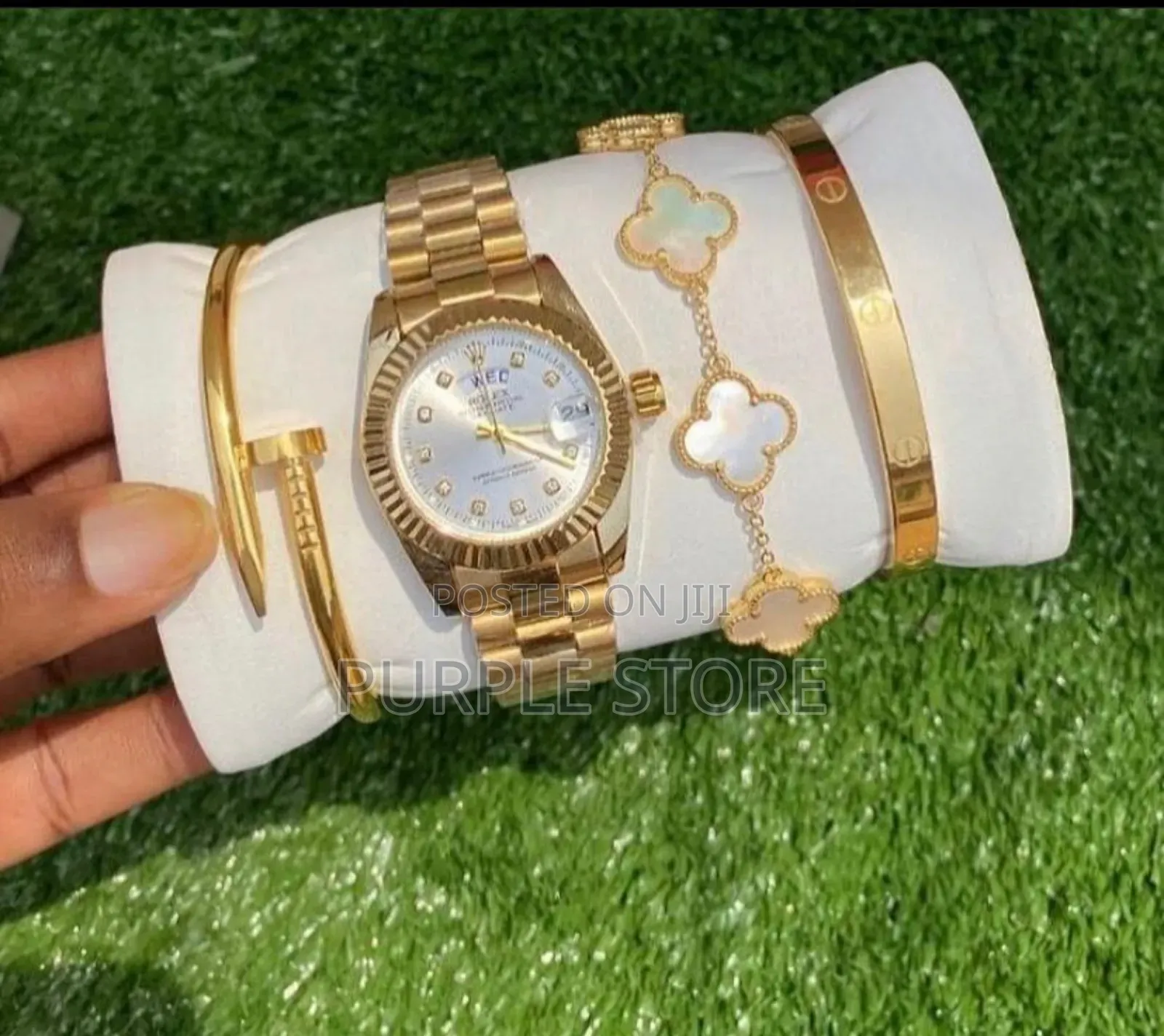 Rolex Women Gold_watch + Bracelets, Set