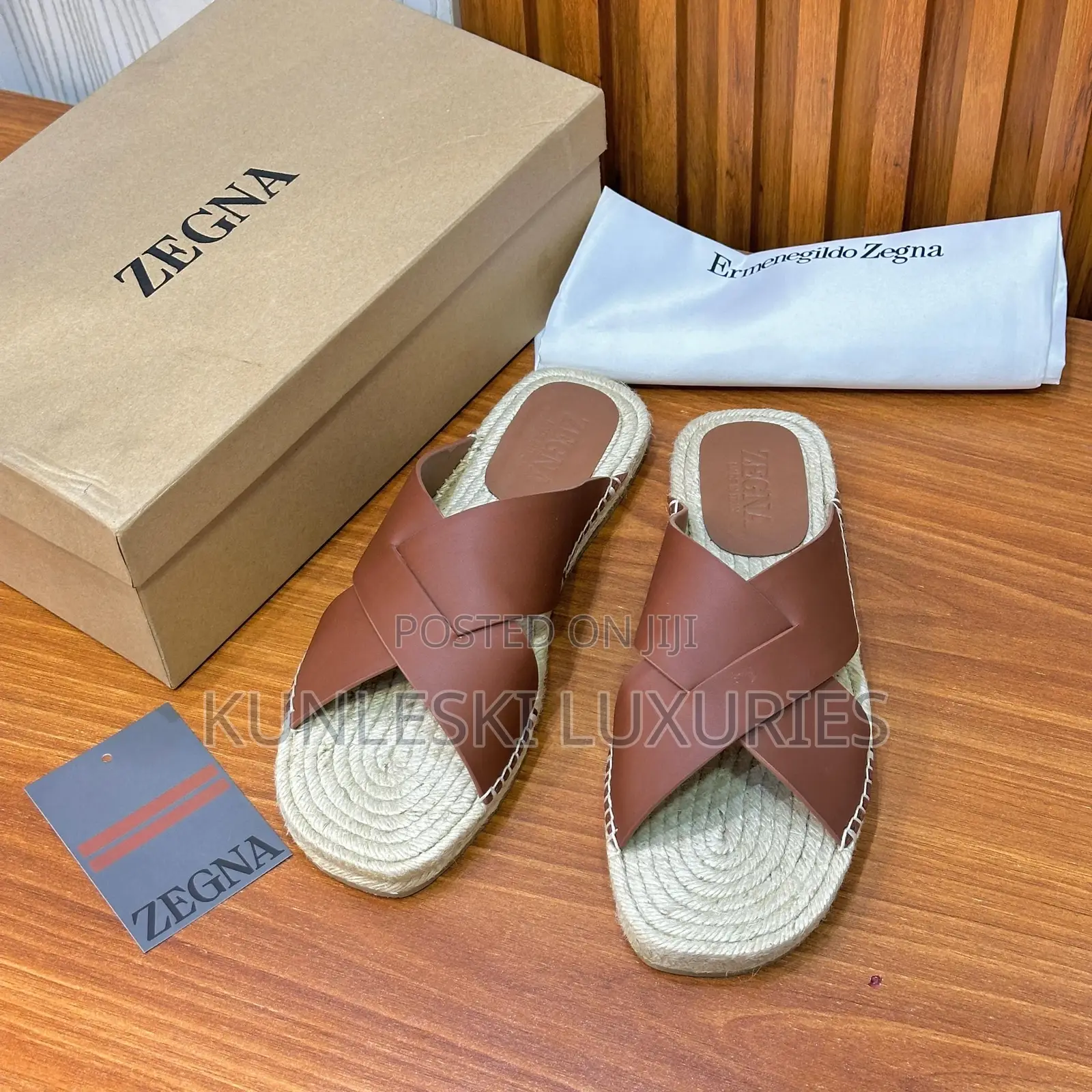 Original Zegna Leather Espadrilles Slippers