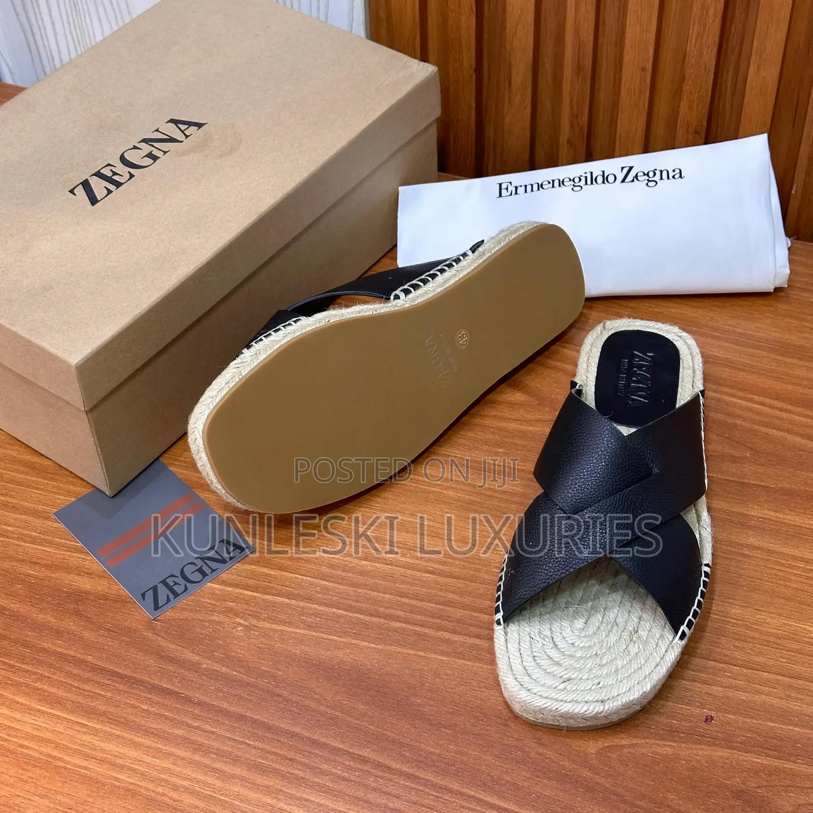 Original Zegna Leather Espadrilles Slippers