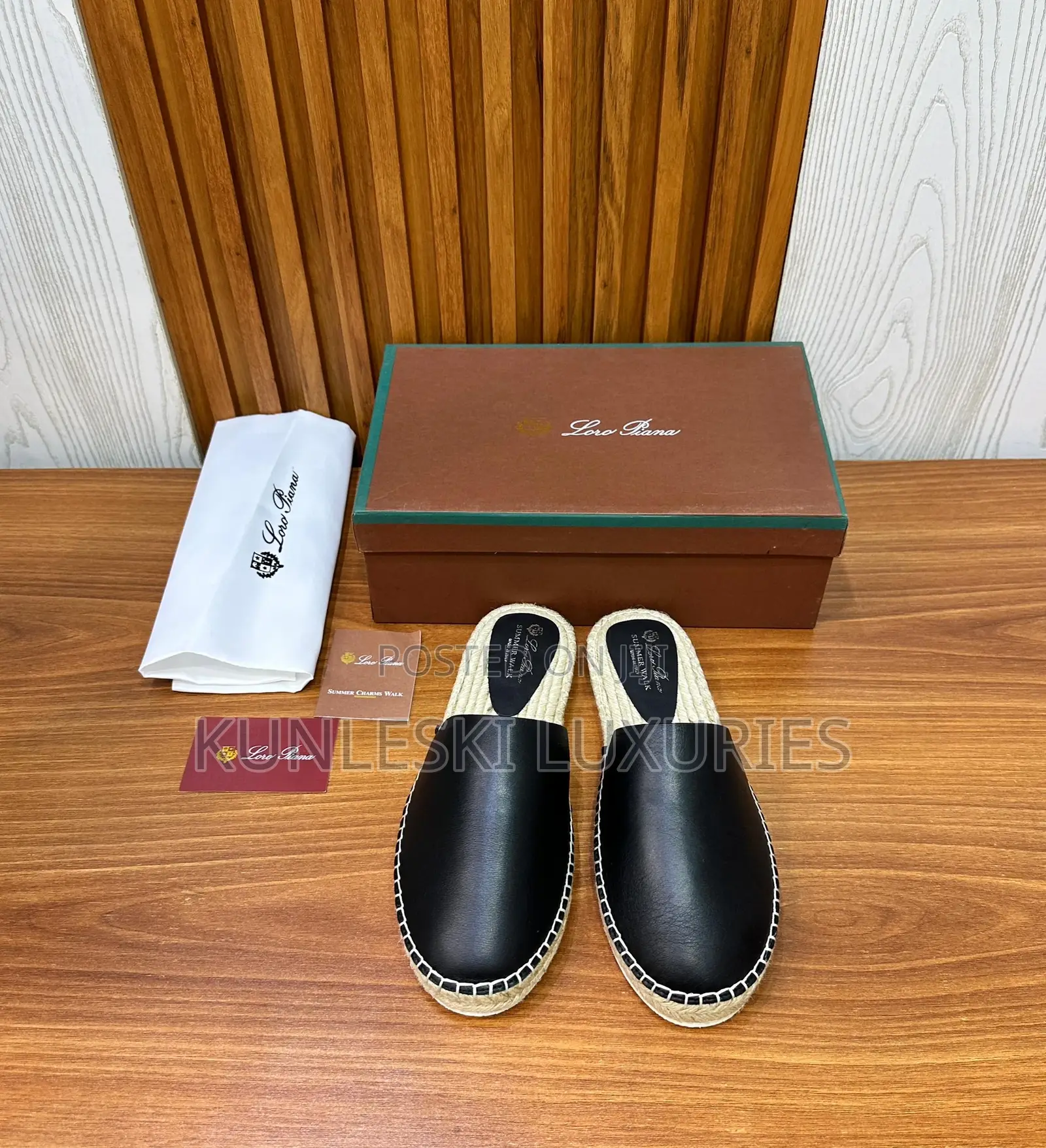 New Loro Piana Espadrille Seaside Walk Mule Shoes