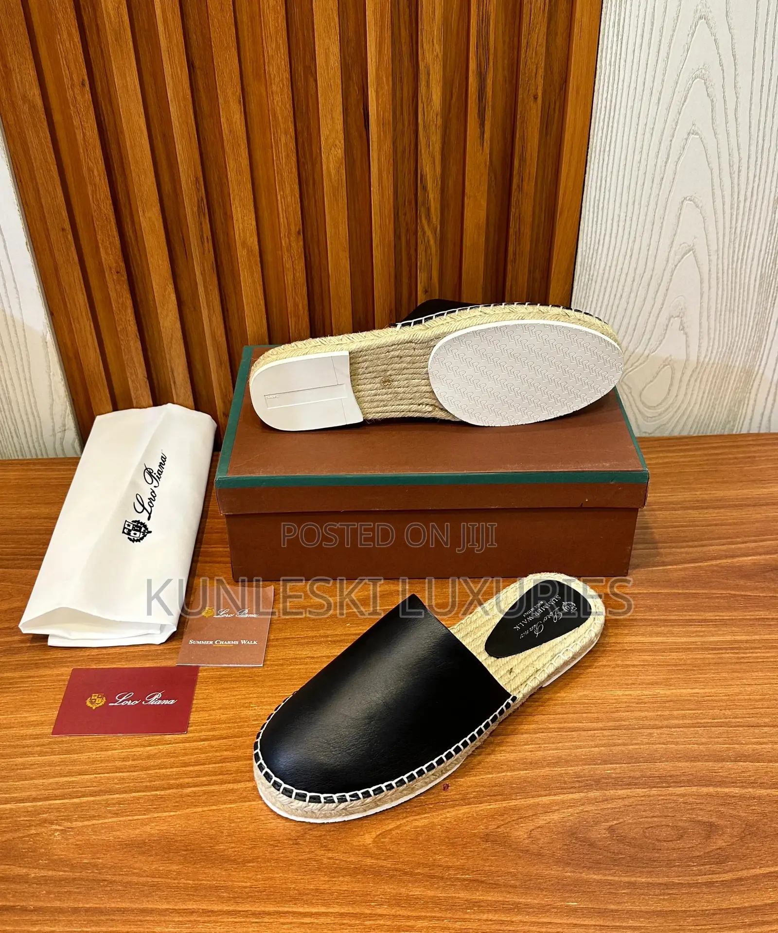 New Loro Piana Espadrille Seaside Walk Mule Shoes