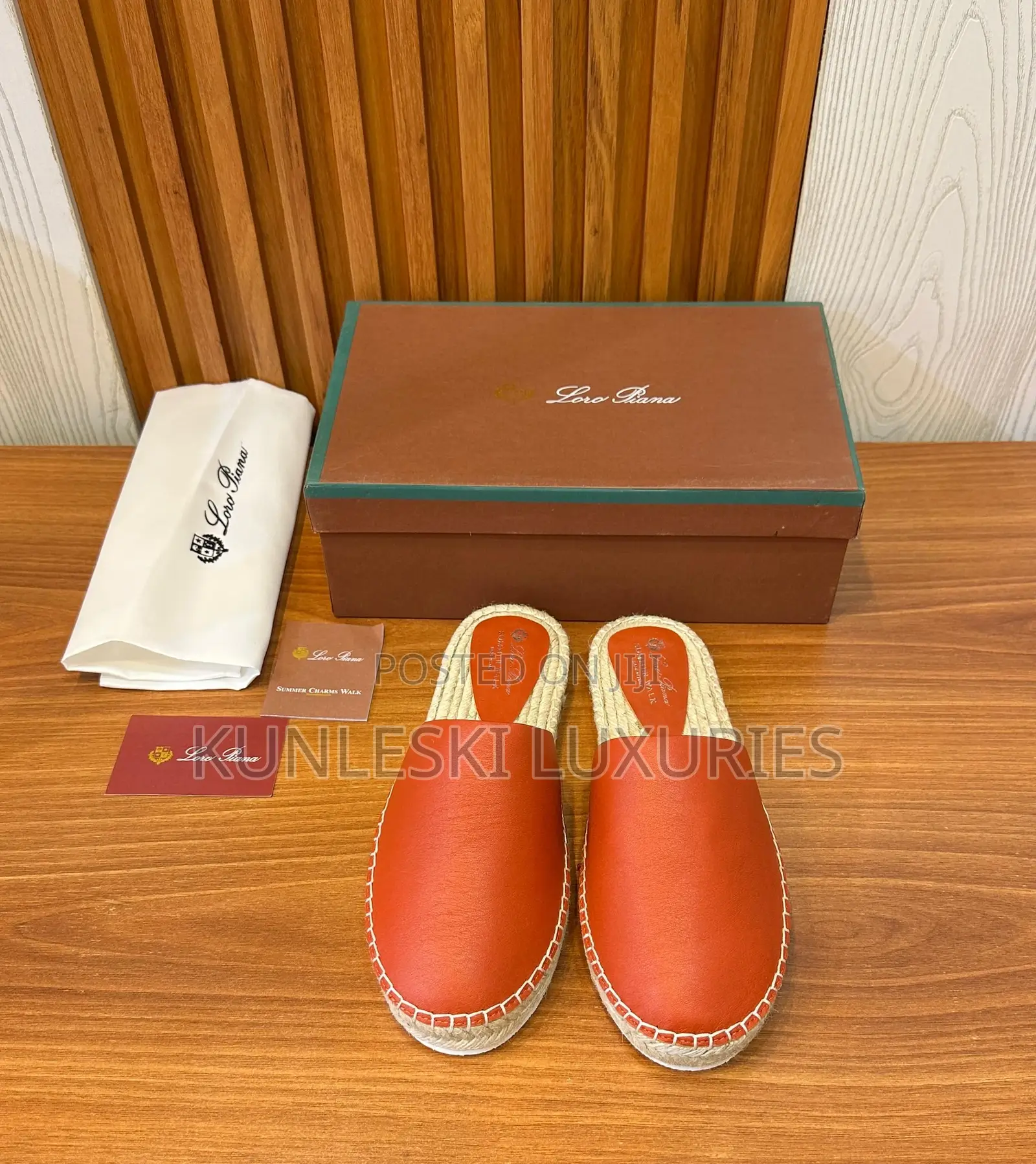 New Loro Piana Espadrille Seaside Walk Mule Shoes