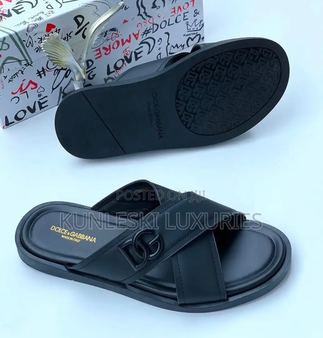 Original Dolce Gabbana Men Leather Slippers