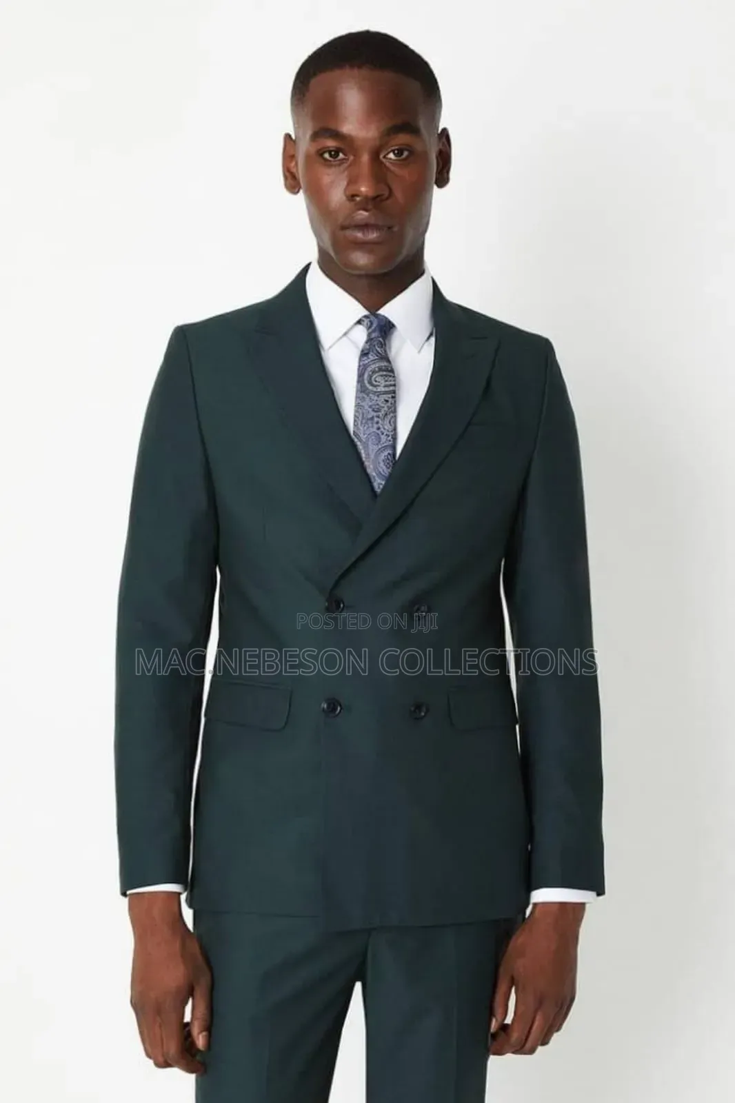 Louis Armoni Double Breasted Emerald Green Suit for Men