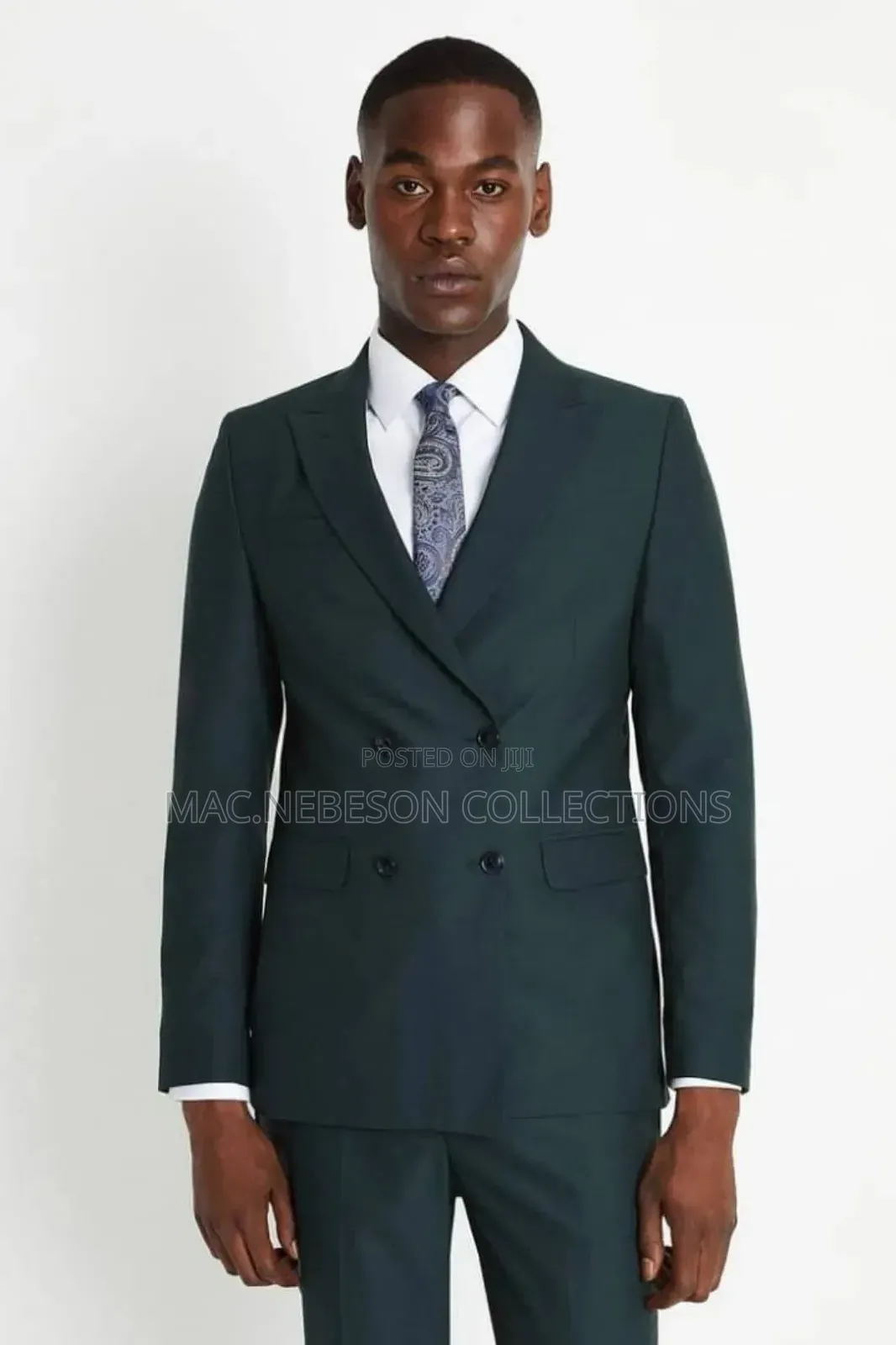 Louis Armoni Double Breasted Emerald Green Suit for Men