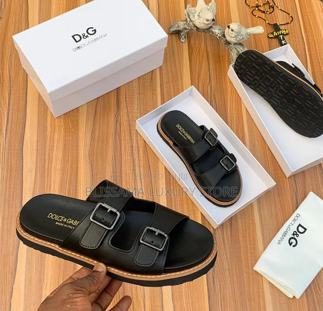Luxury Dolce and Gabbana Leather Slides