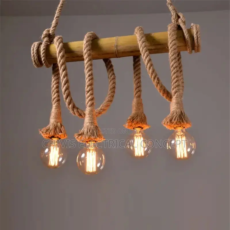 Star Wish Bamboo Hemp Rope Pendant Lights Creative