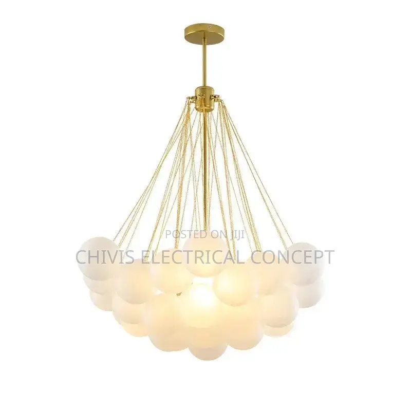 Modern Bubble Glass Chandelier 19/37 Balls Black Gold