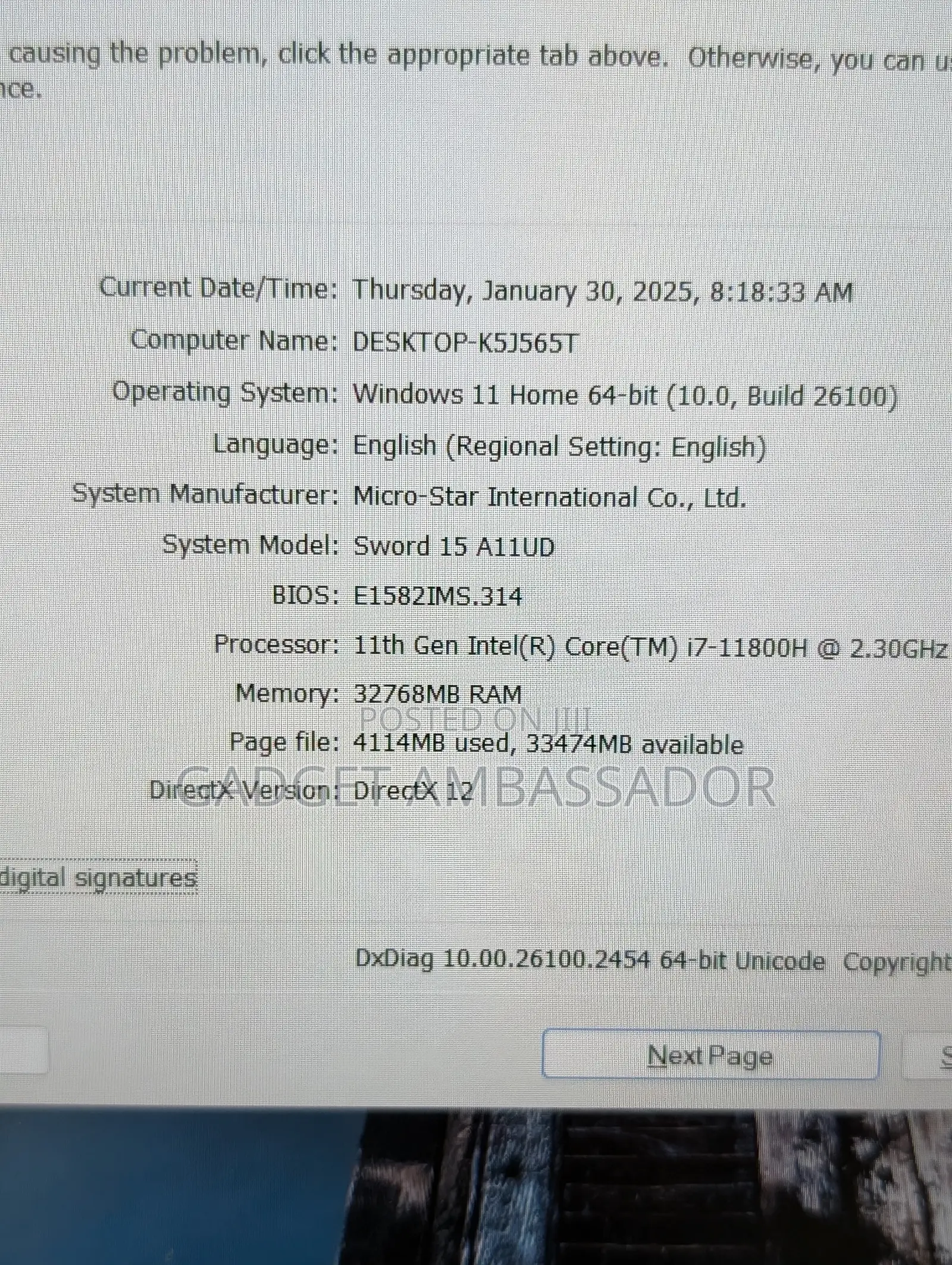 Laptop MSI MSI Sword 15 32GB Intel Core I7 SSD 512GB