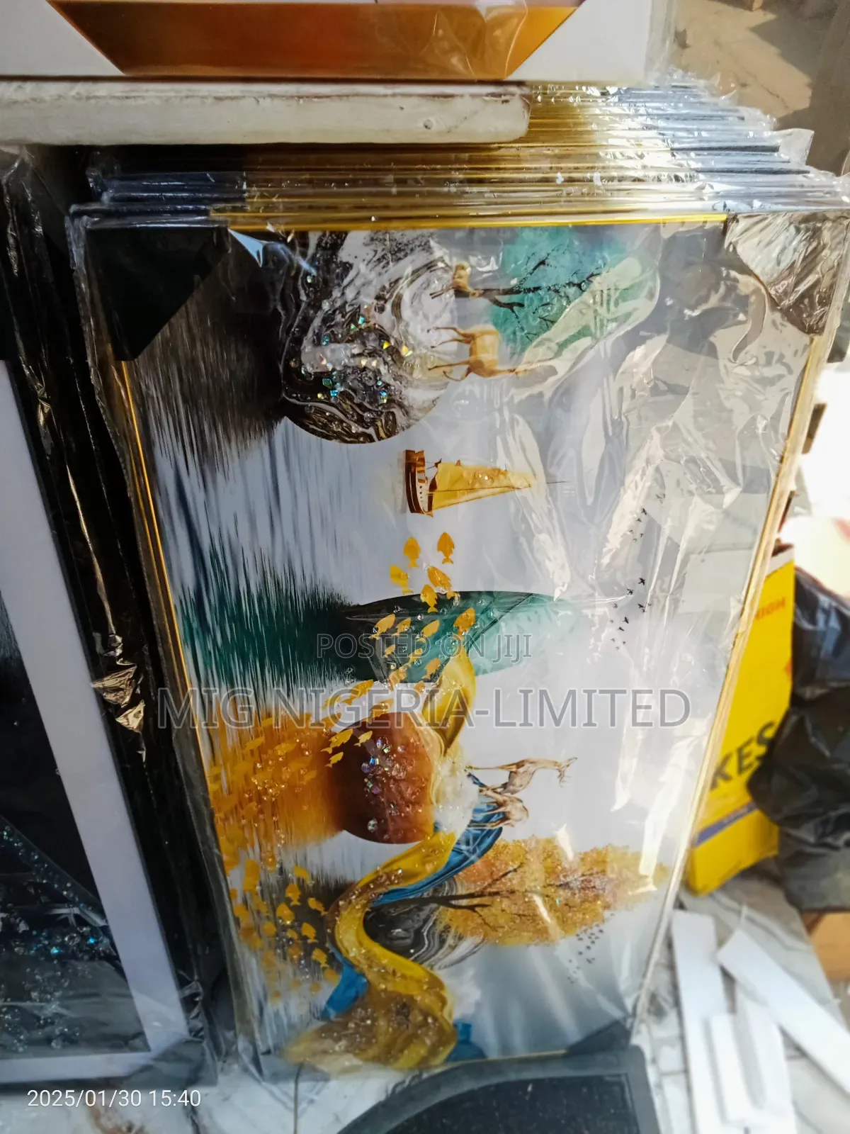 Wall Acleric Luxury Crystal Gold Frame Deco,40cmx90cm