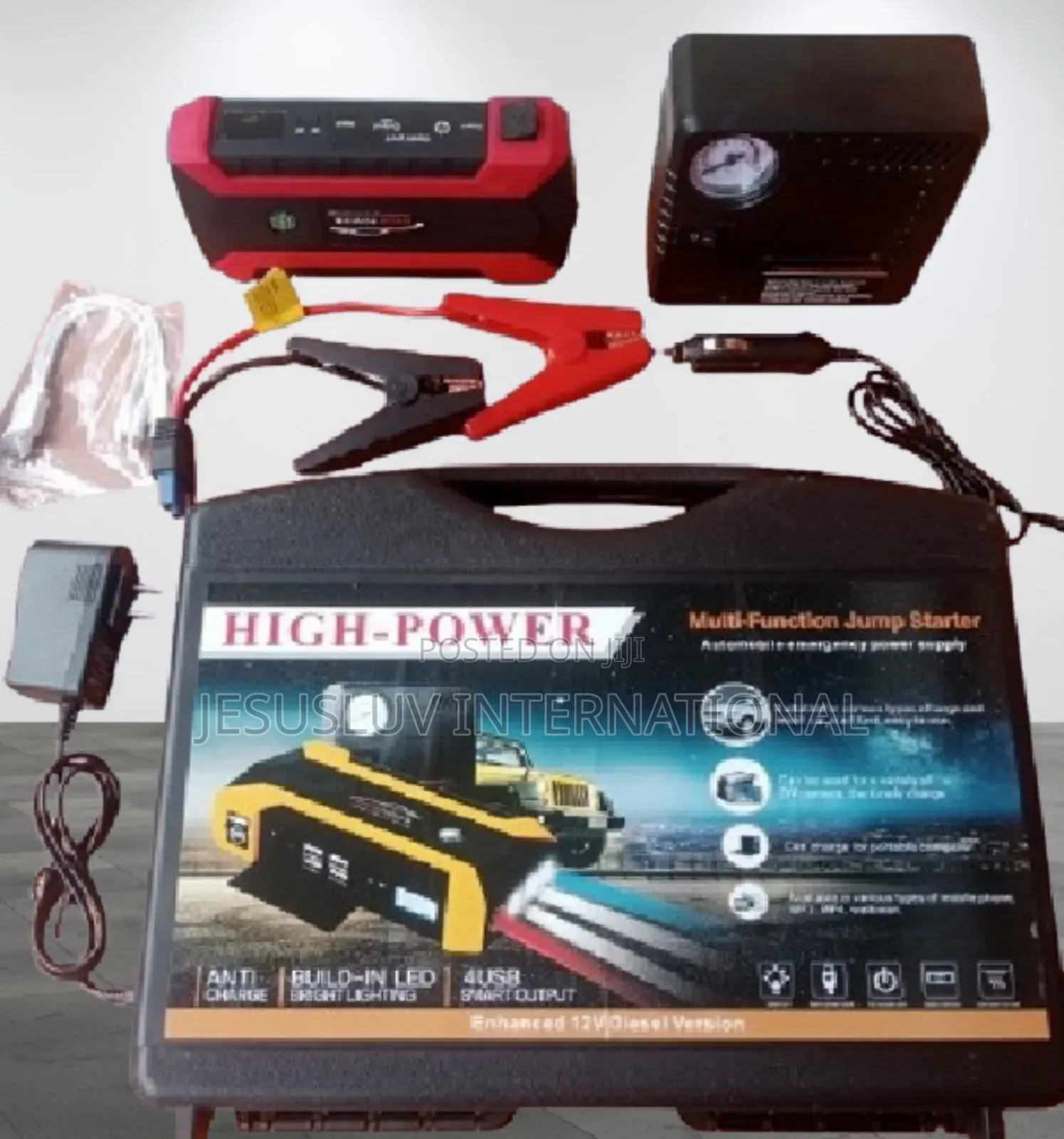 High Power Jump Starter With Tyre Inflator Pump for Vehicle