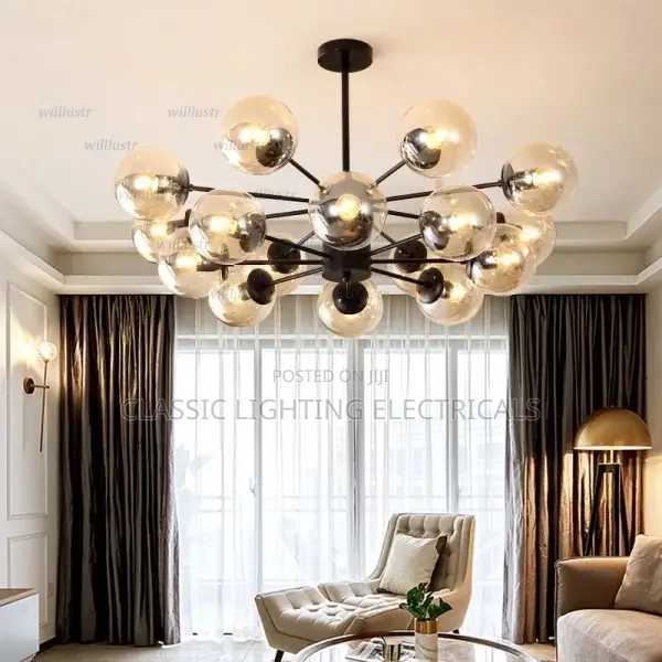 Glass Ball Pendant Lamp Metal Suspension Light Hall