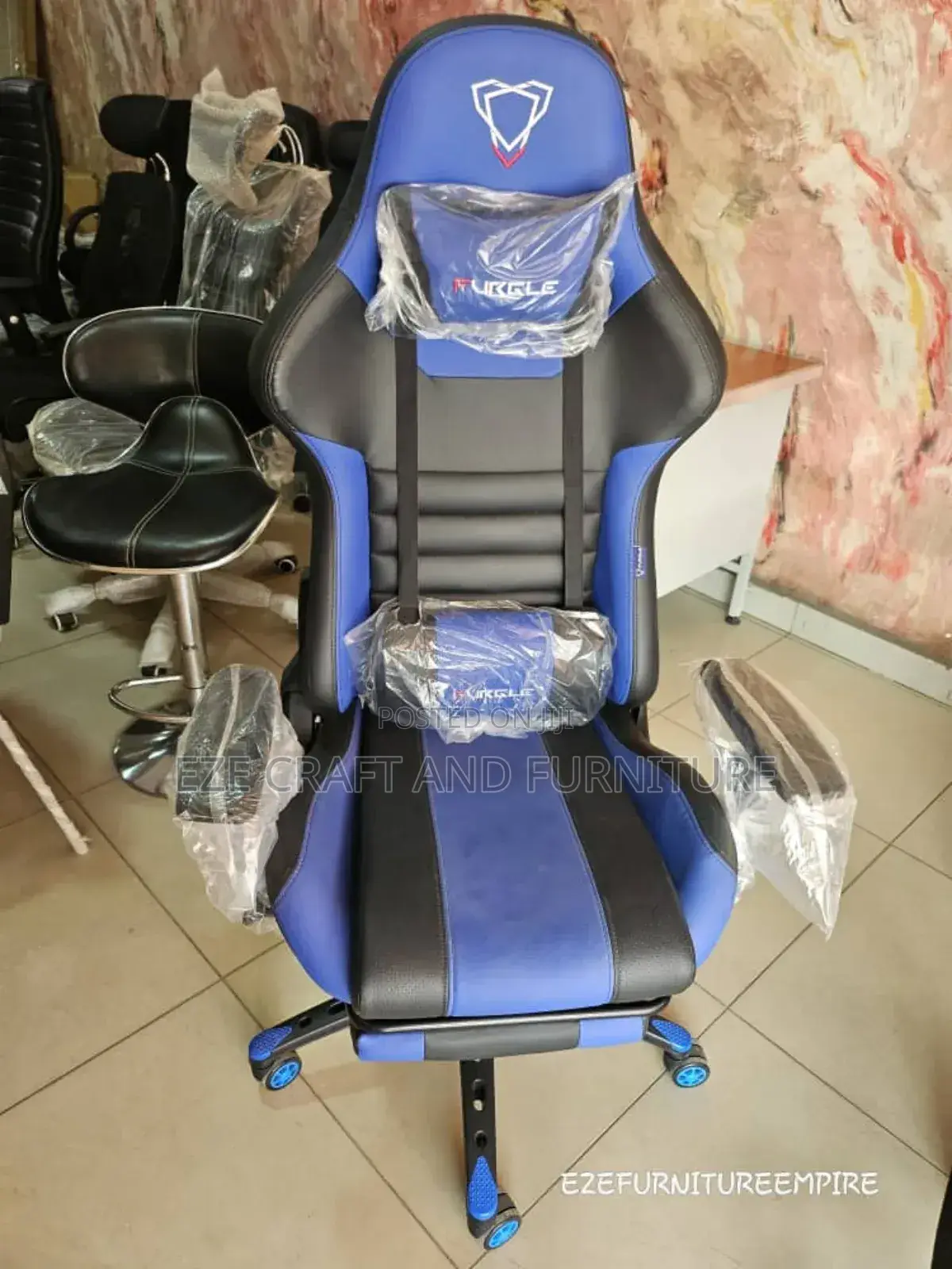 Blue and Black Game Chair