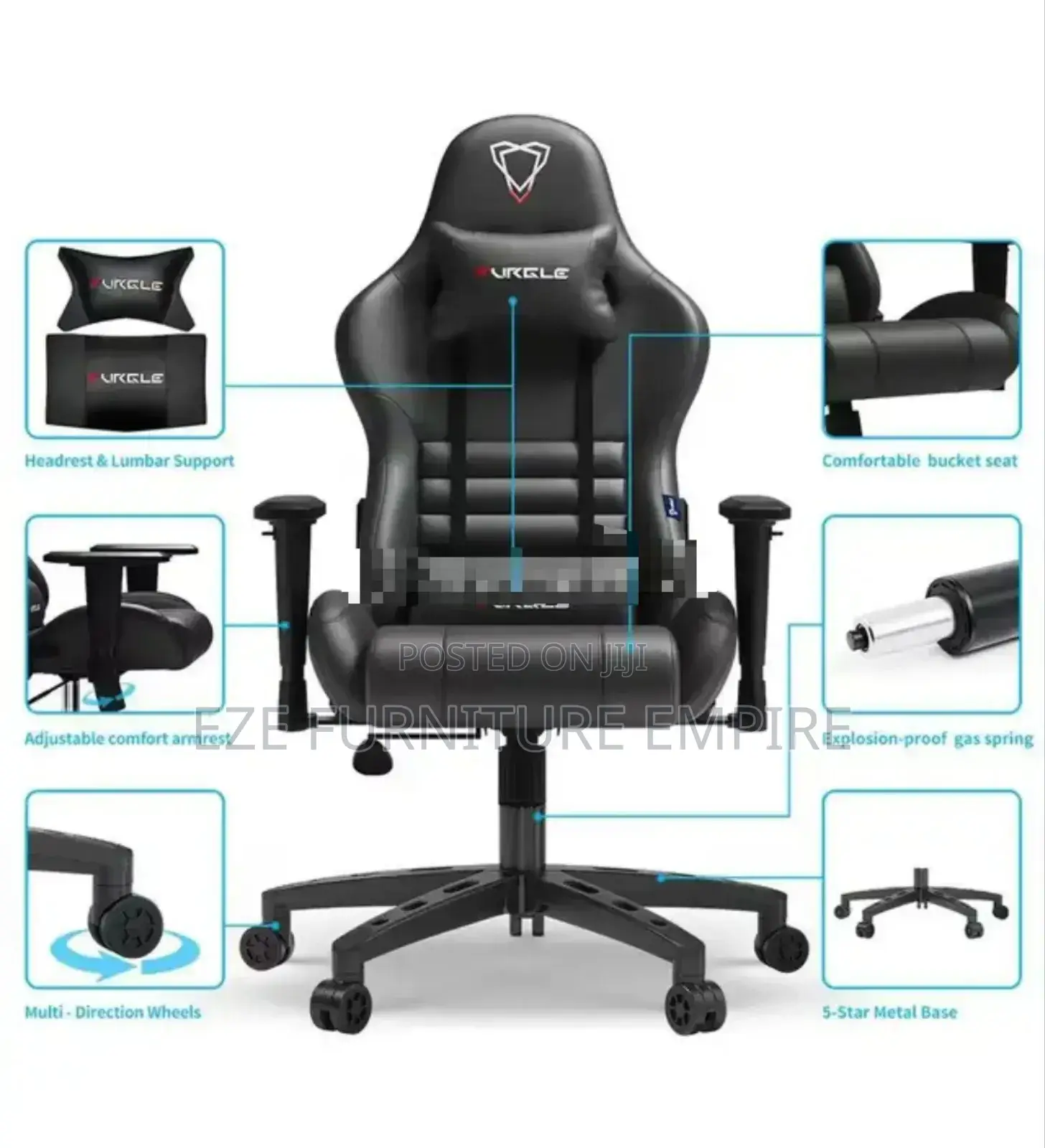 Full Black Game Chair