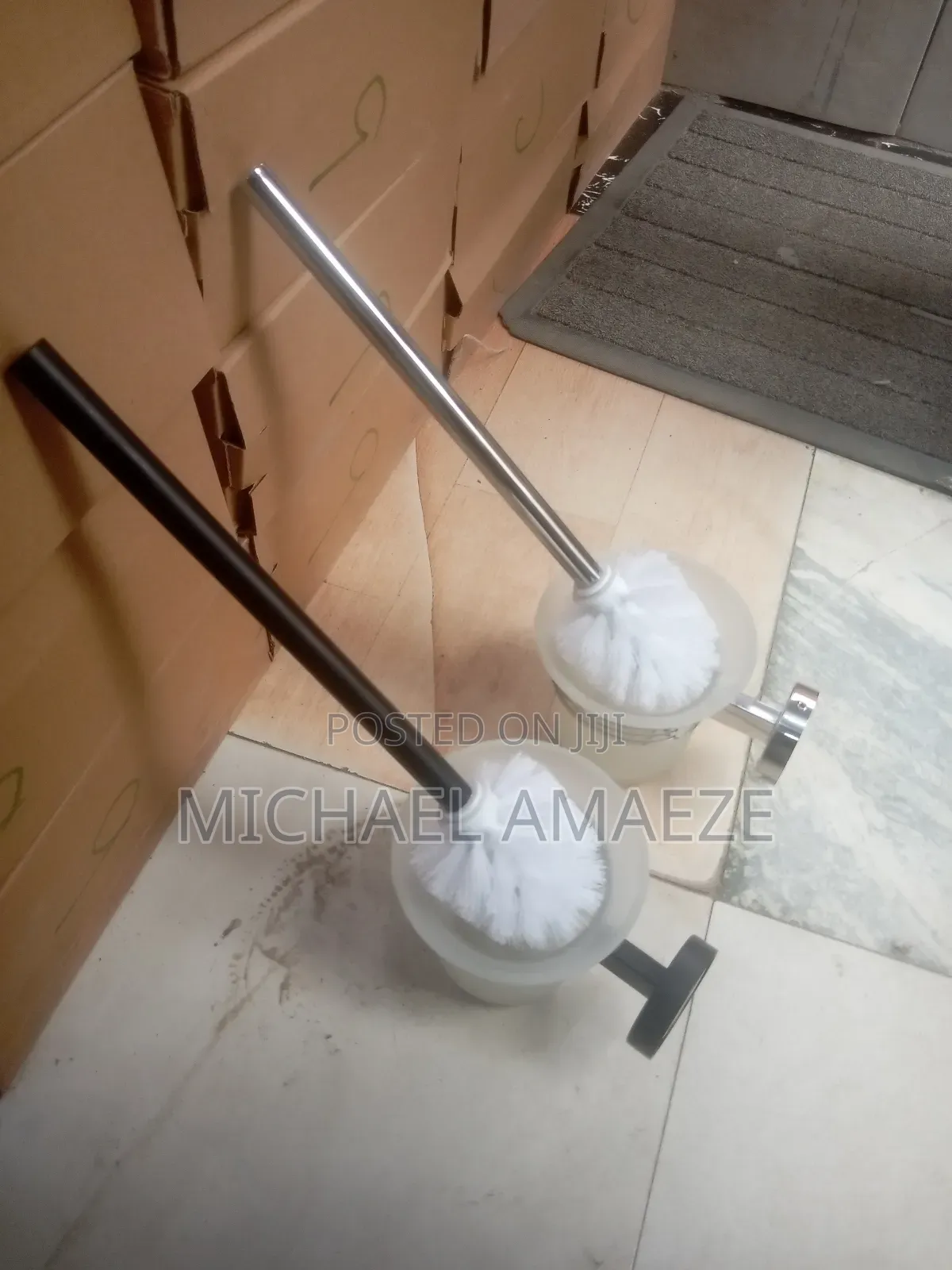 Black and Chrome Hanging Toilet Brush