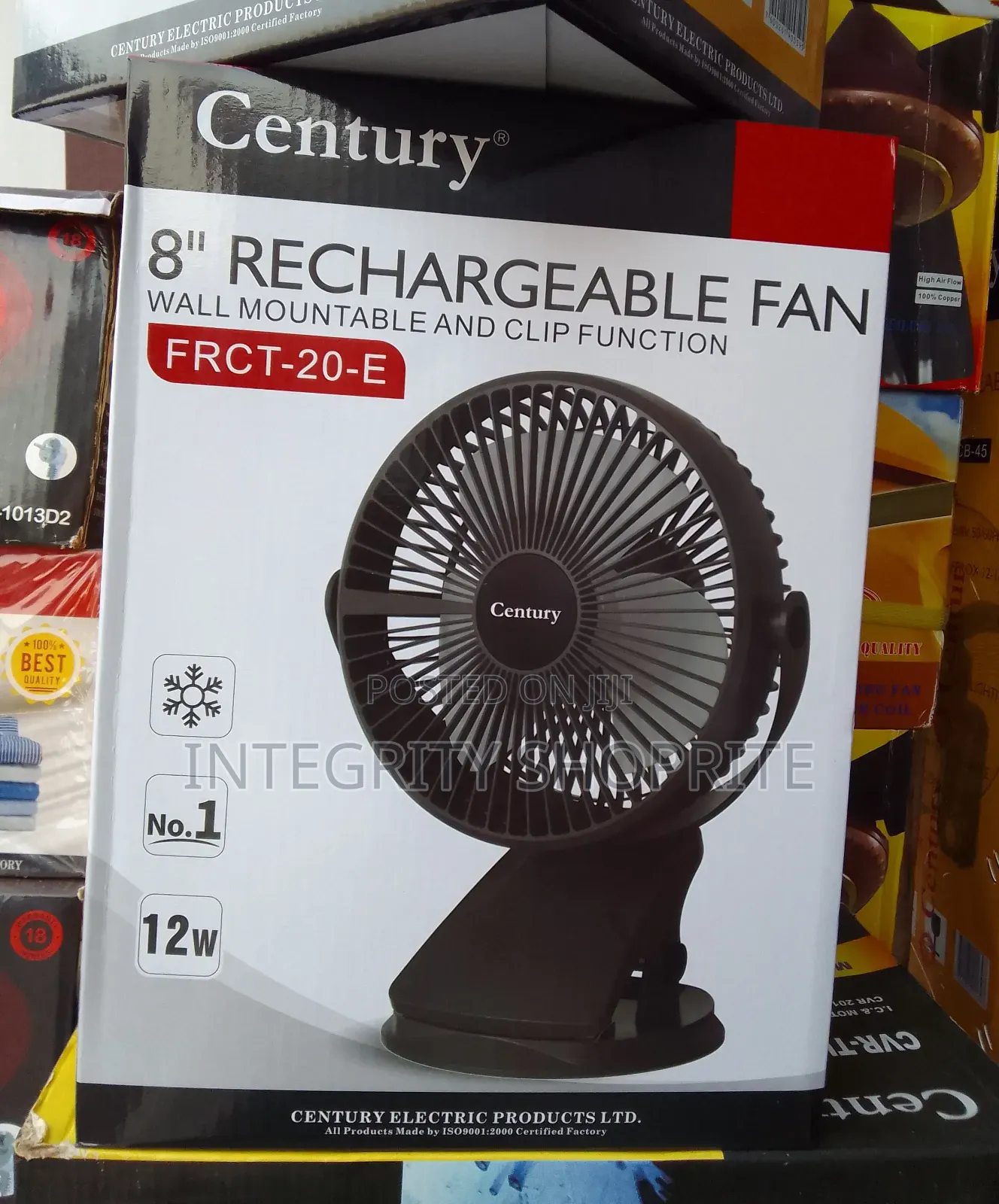 Century 8inchies Fan Rechargeable Wall Mountable