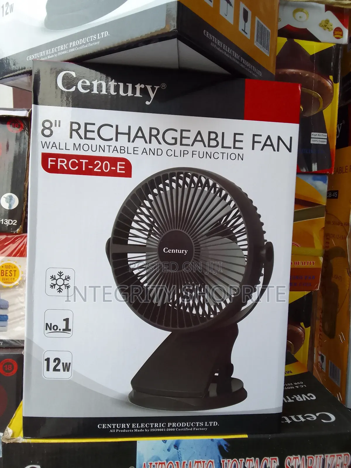 Century 8inchies Fan Rechargeable Wall Mountable