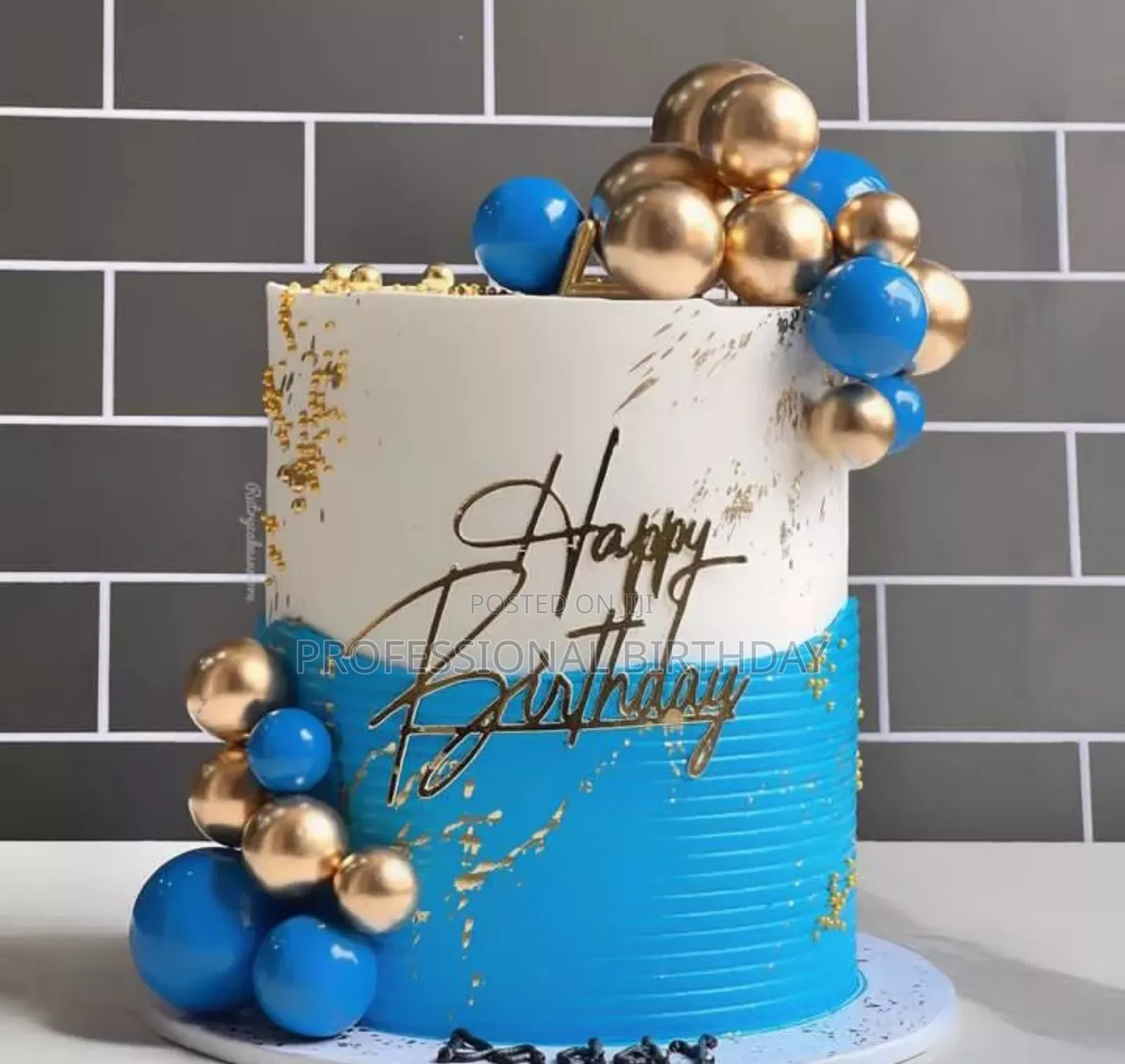 Blue Buttercream Cake for Birthday, Lagos Nigeria.