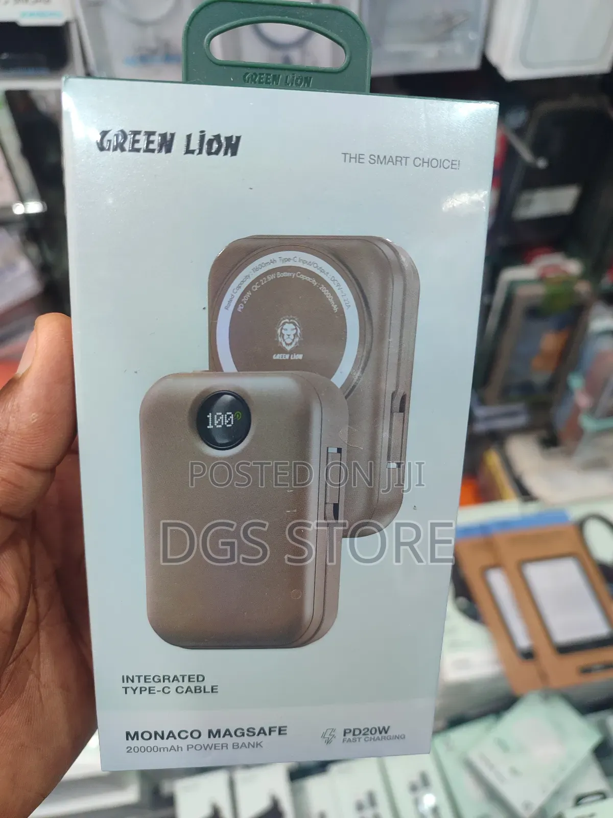 Green Lion 20,000mah Monaco Magsafe Power Bank Type C Cable
