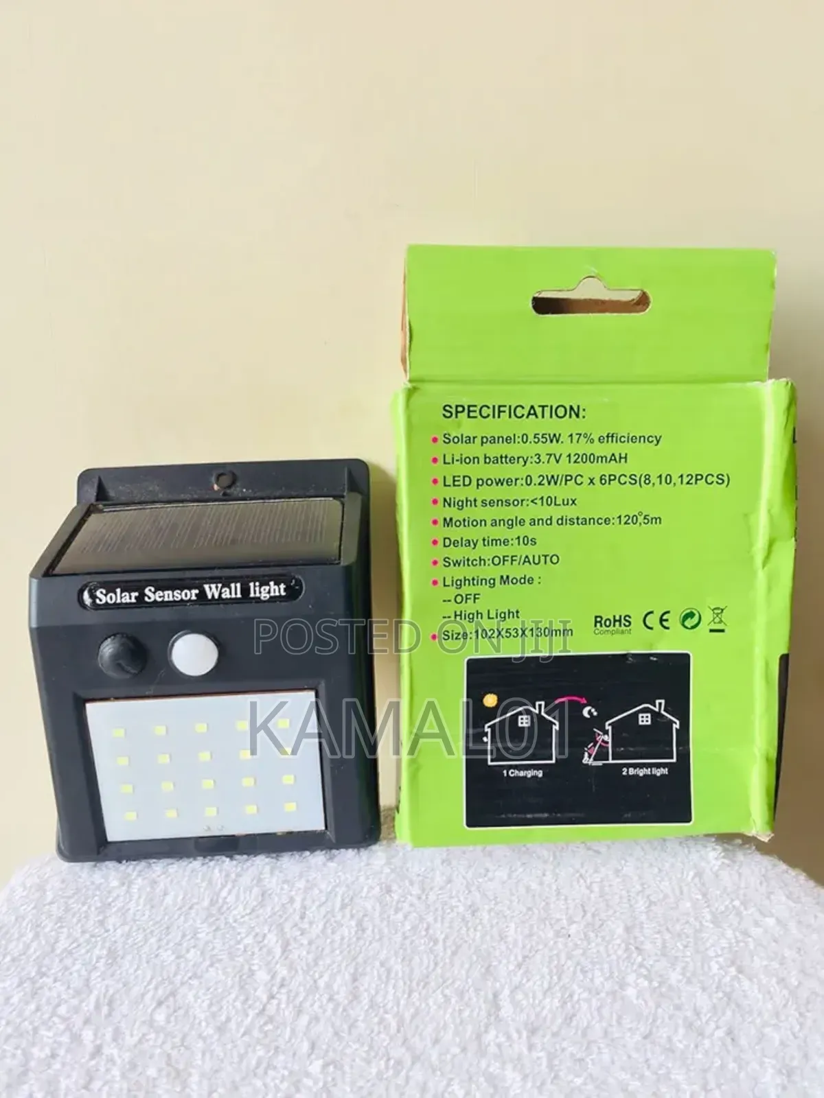 Solar Powered LED Wall Light- PIR Sensor CDS Night Sensor