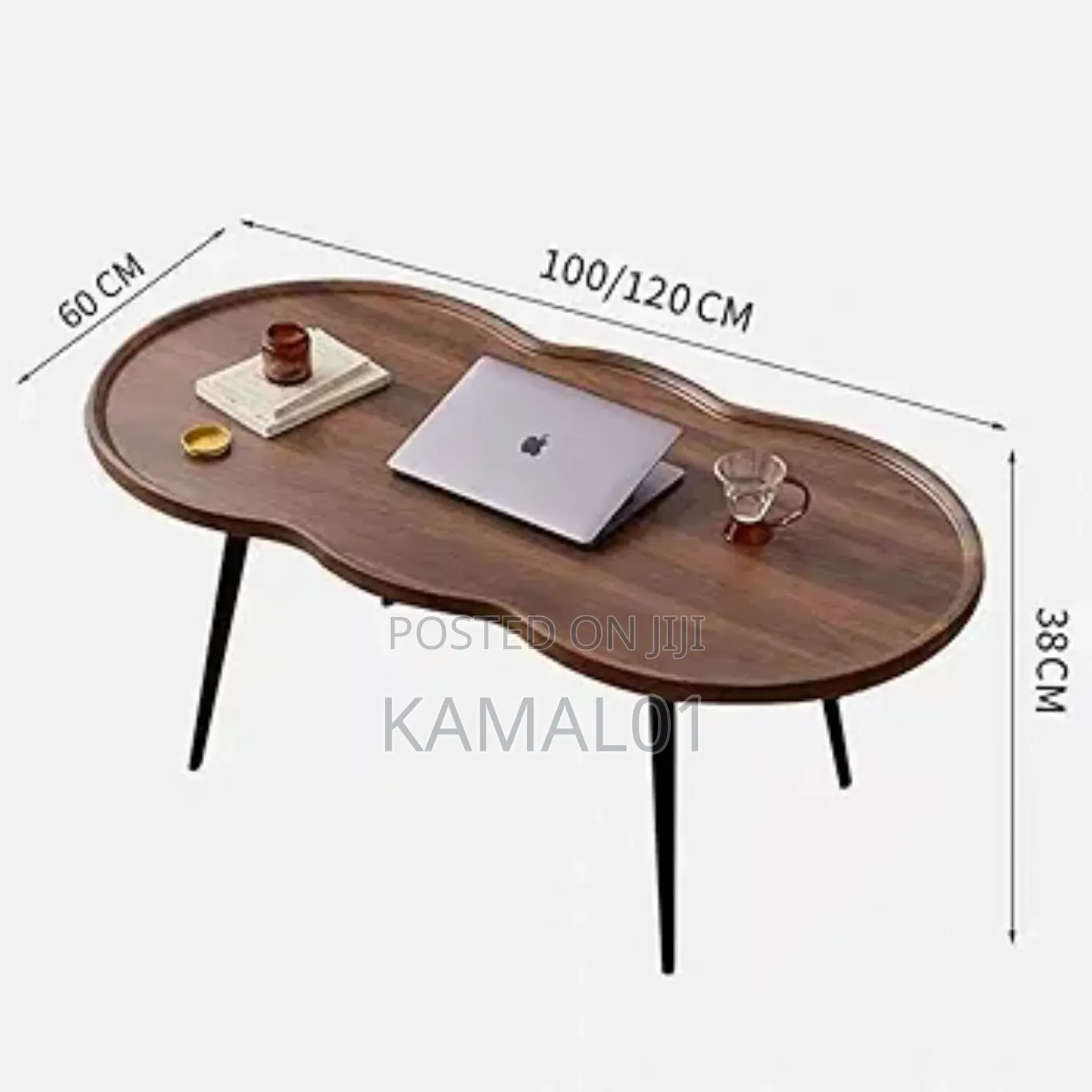 Irregular Coffee Table, With Heightening Edges 4 Metal Legs