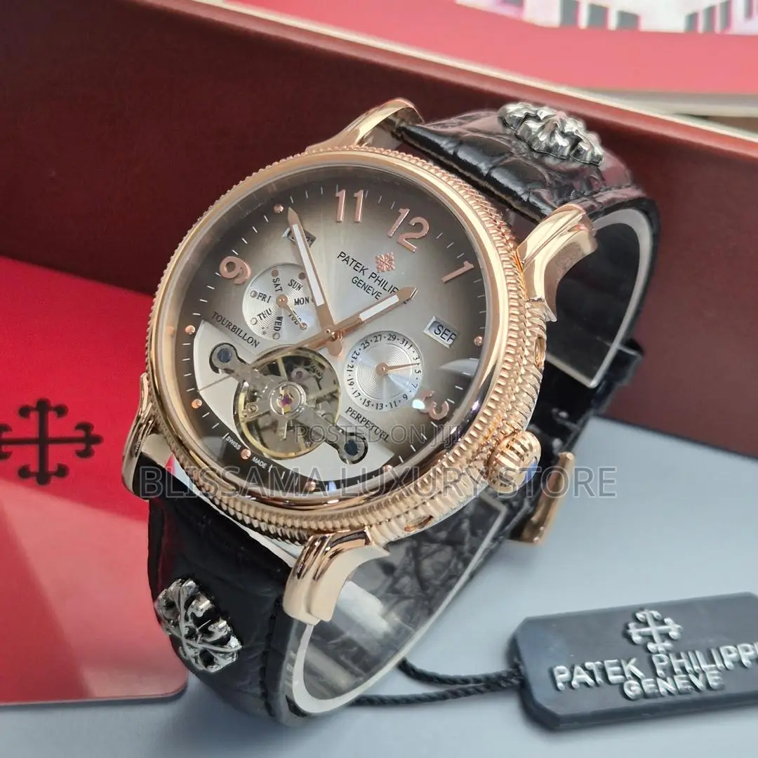 Luxury Patek Philippe Authomatic Leather Strap Wristwatches