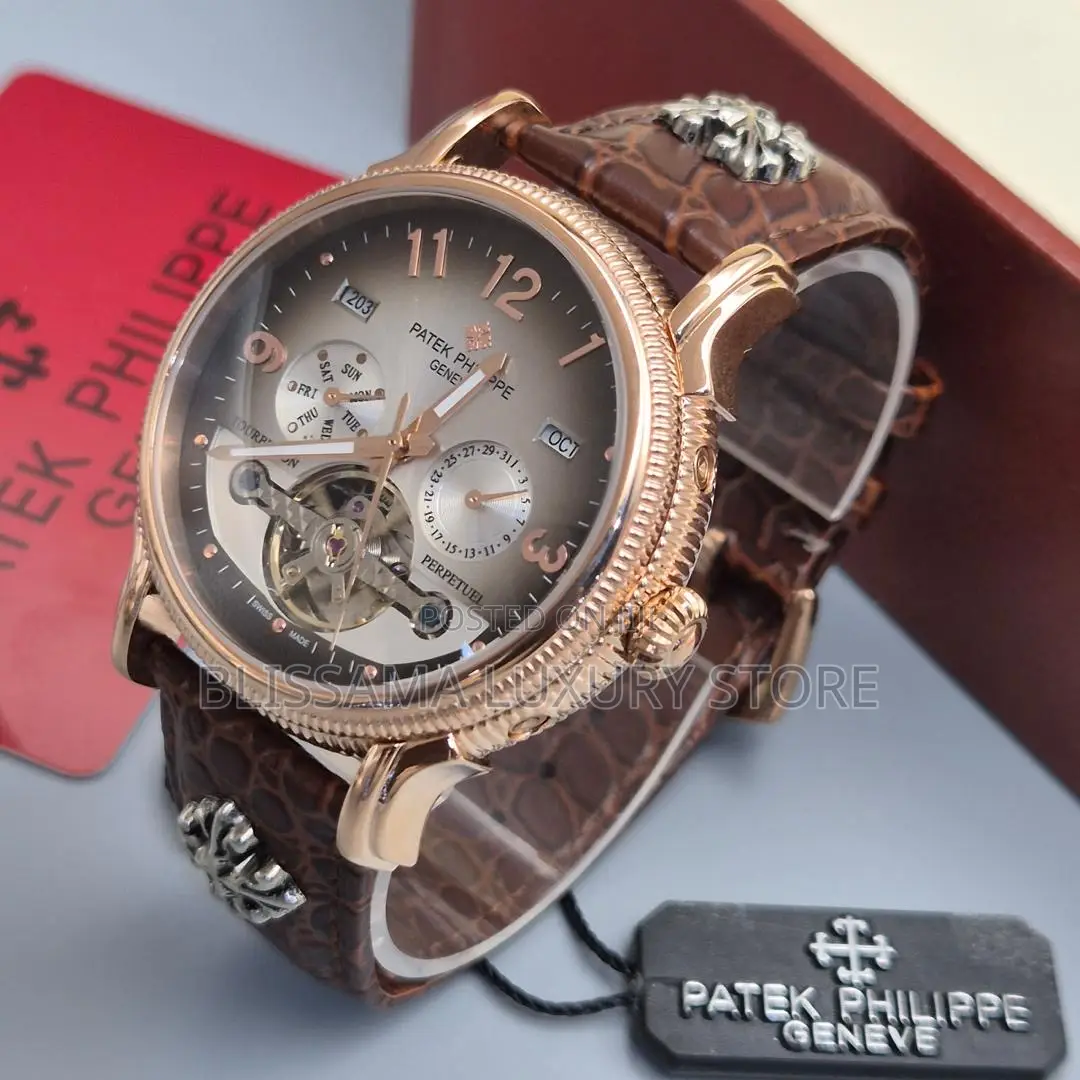 Luxury Patek Philippe Authomatic Leather Strap Wristwatches