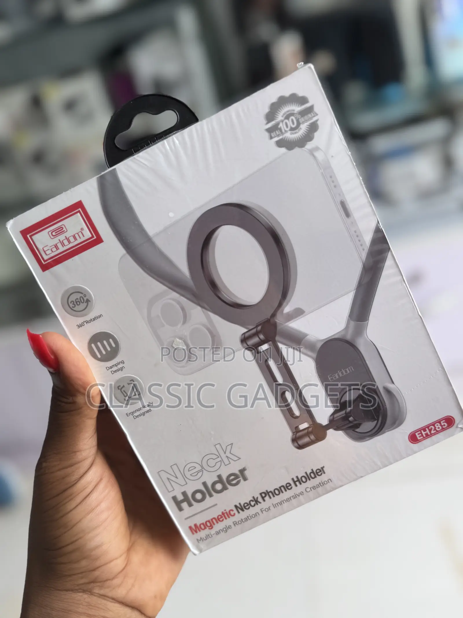 Earldom Eh285 360 Adjustable Neckstrap Magnetic Phone Holder
