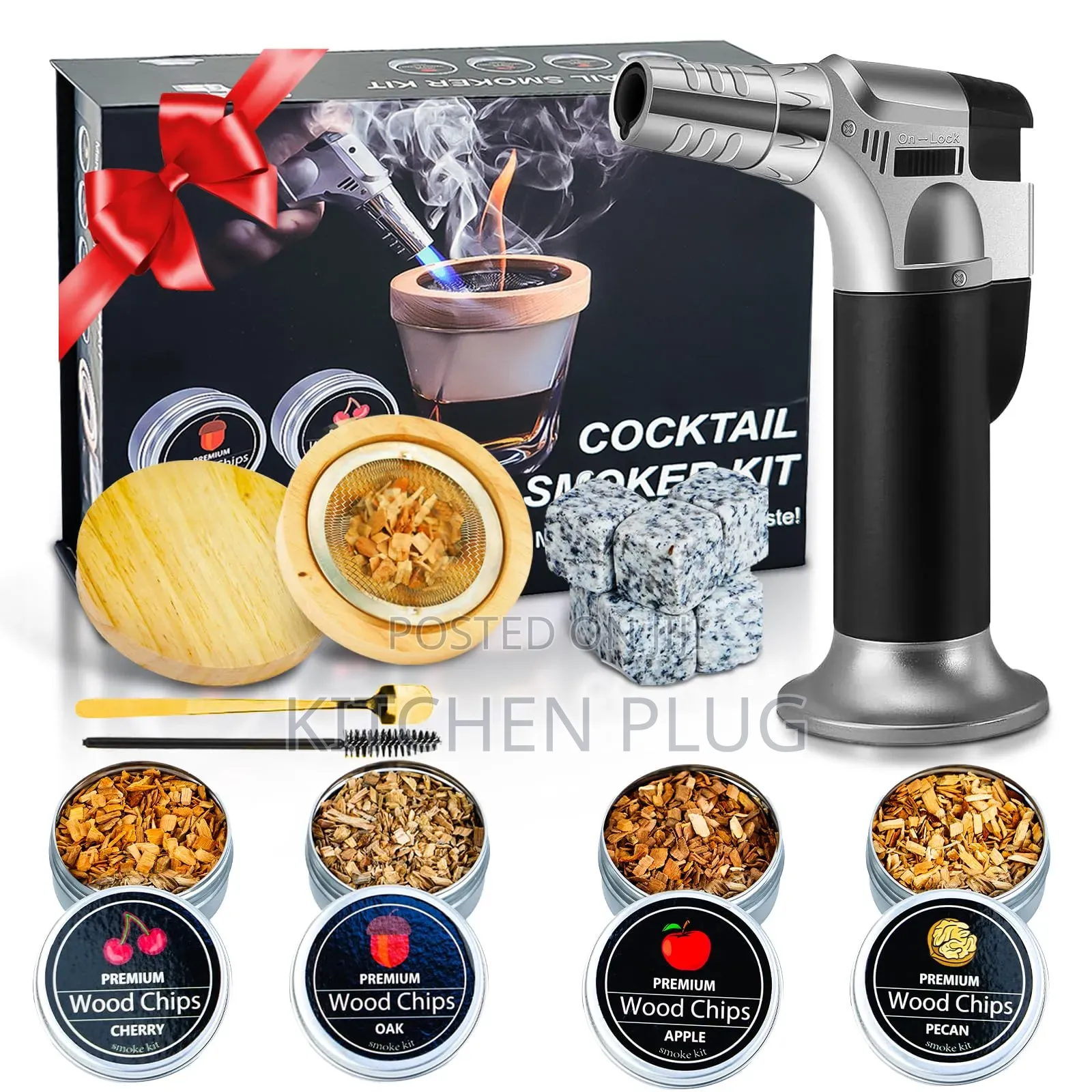 Cocktail Smoker Kit With Torch, 4 Flavours Wood Chips,