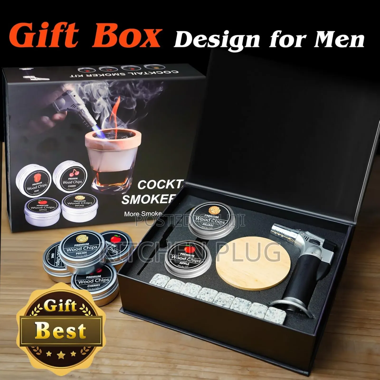 Cocktail Smoker Kit With Torch, 4 Flavours Wood Chips,