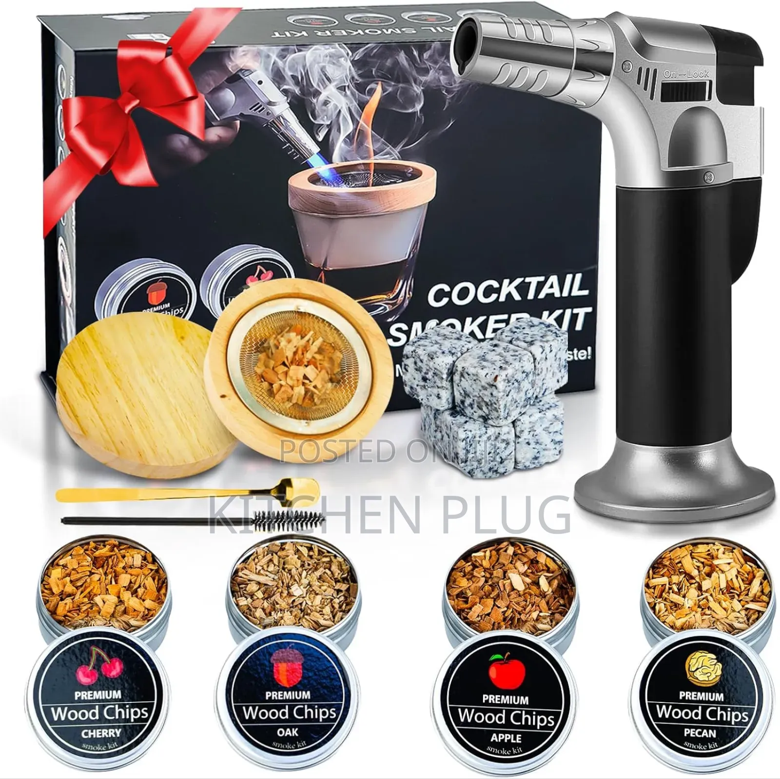 Cocktail Smoker Kit With Torch, 4 Flavours Wood Chips,