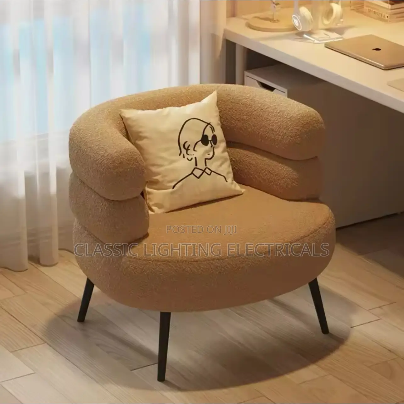 Home Lamb Velvet Living Room Lazy Sofa Chair Study Backrest