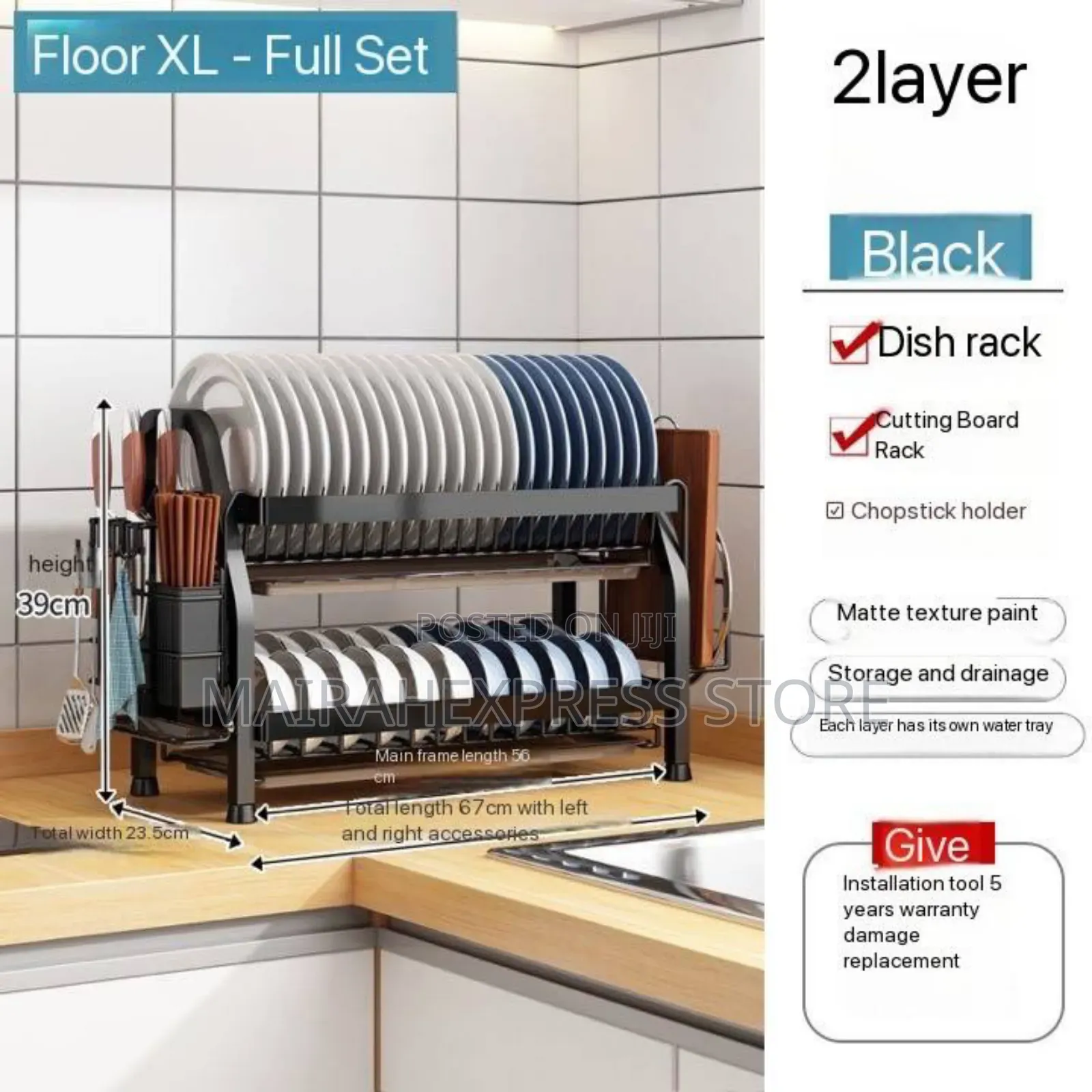 2 Layers Thickened Stainless Steel Multiple Layer Dish Rack