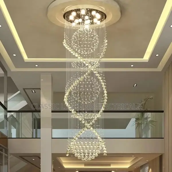 Modern Long LED Spiral Living Crystal Chandeliers Lighting