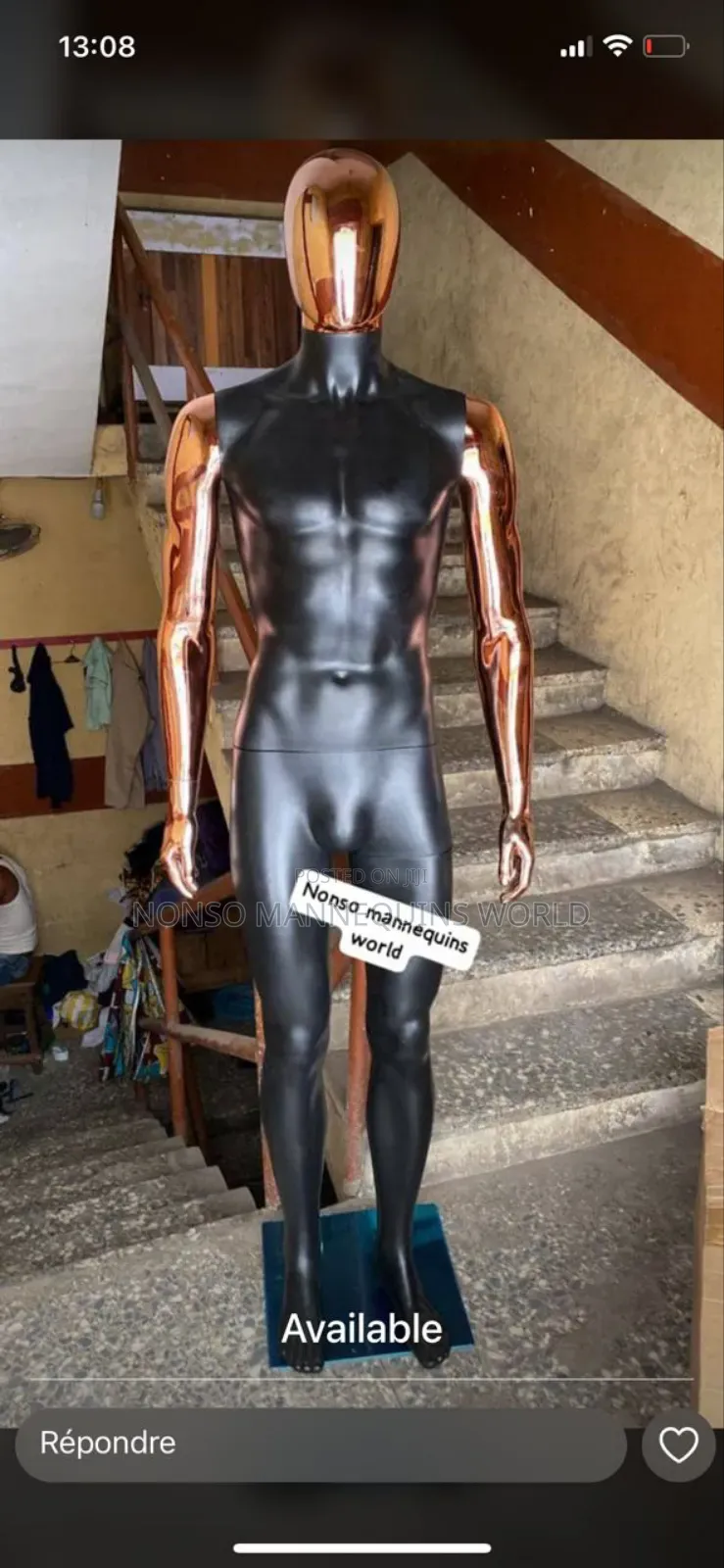 Matt Black And Rose Gold Egg Face Male Mannequin