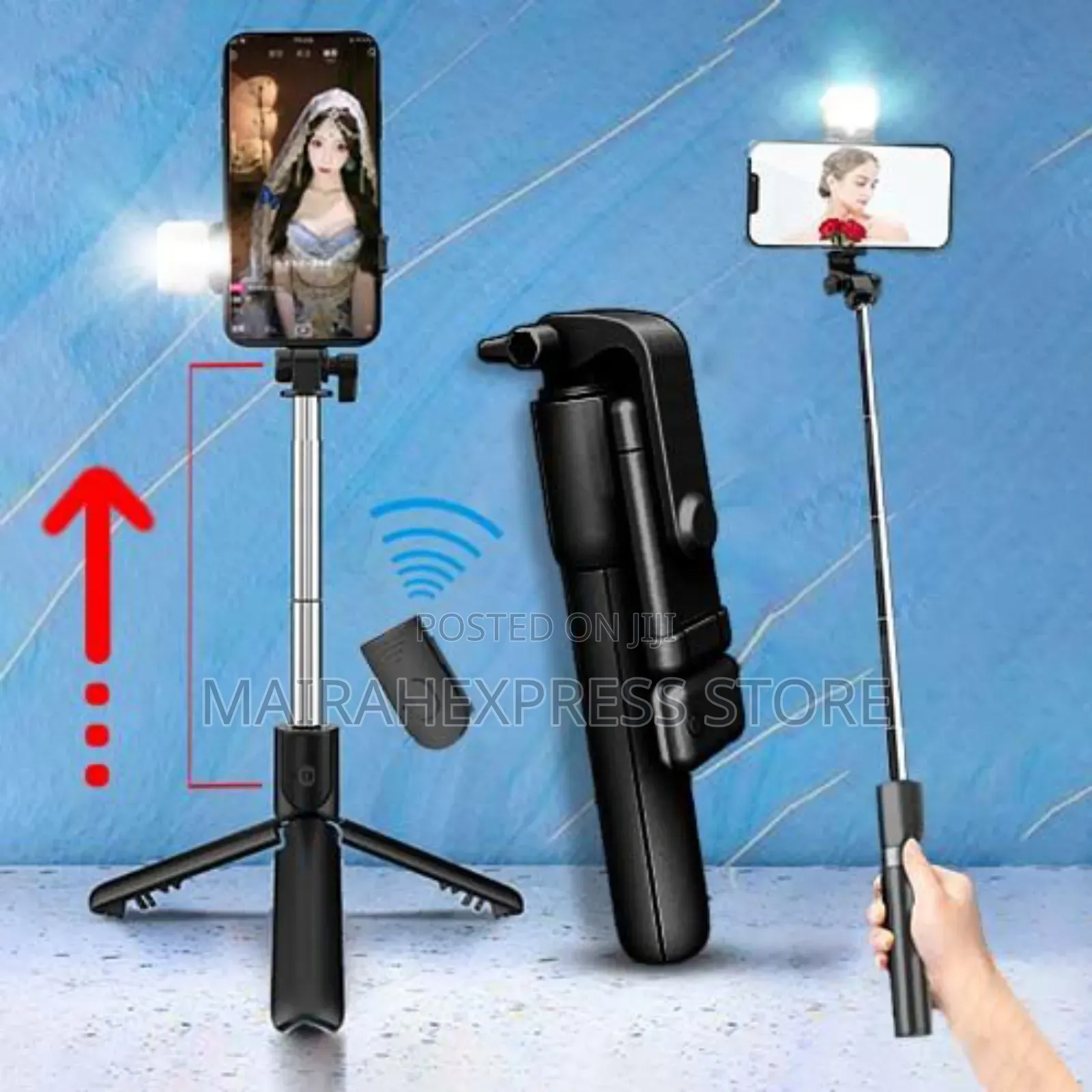 Bluetooth Selfie Stick Tripod + Fill Light +Shutter Remote