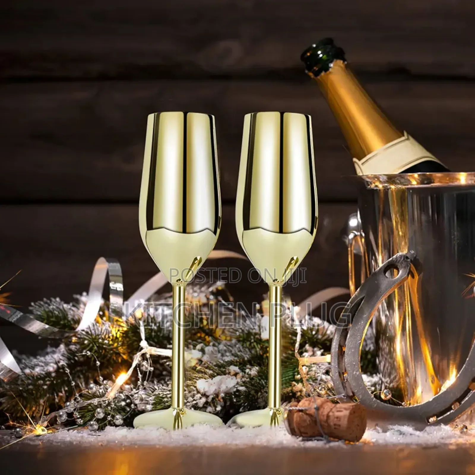 Stainless Steel Champagne Glasses X 6 PCS