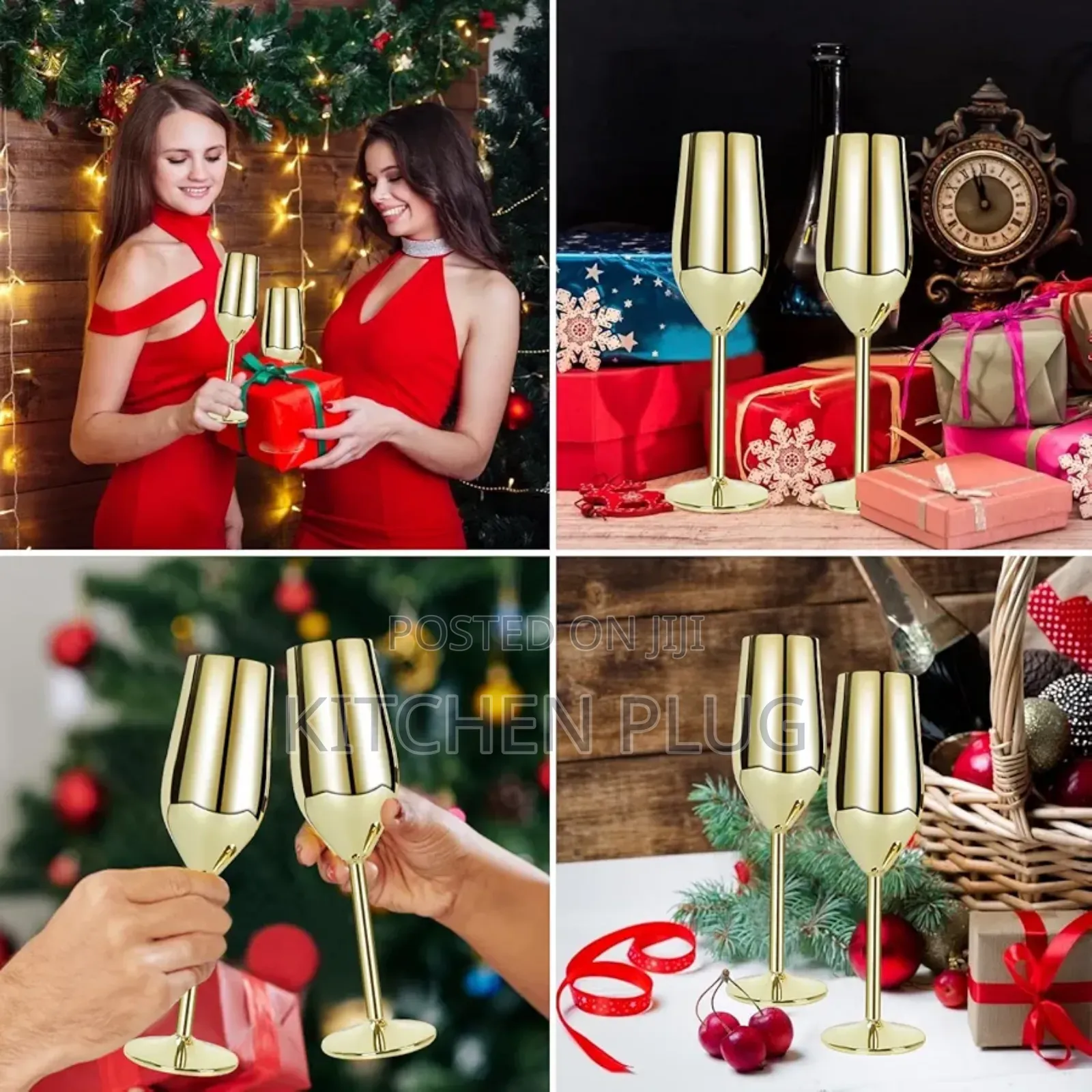 Stainless Steel Champagne Glasses X 6 PCS