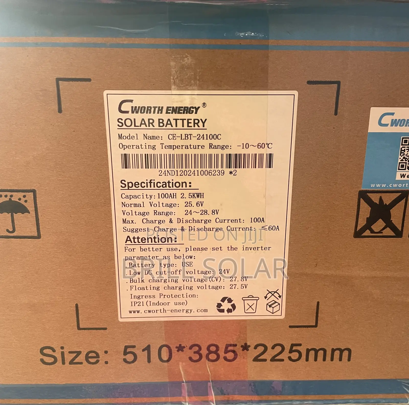2.5kwh-25.6v Cworth Energy Lithium Battery (Lbt-24100c)