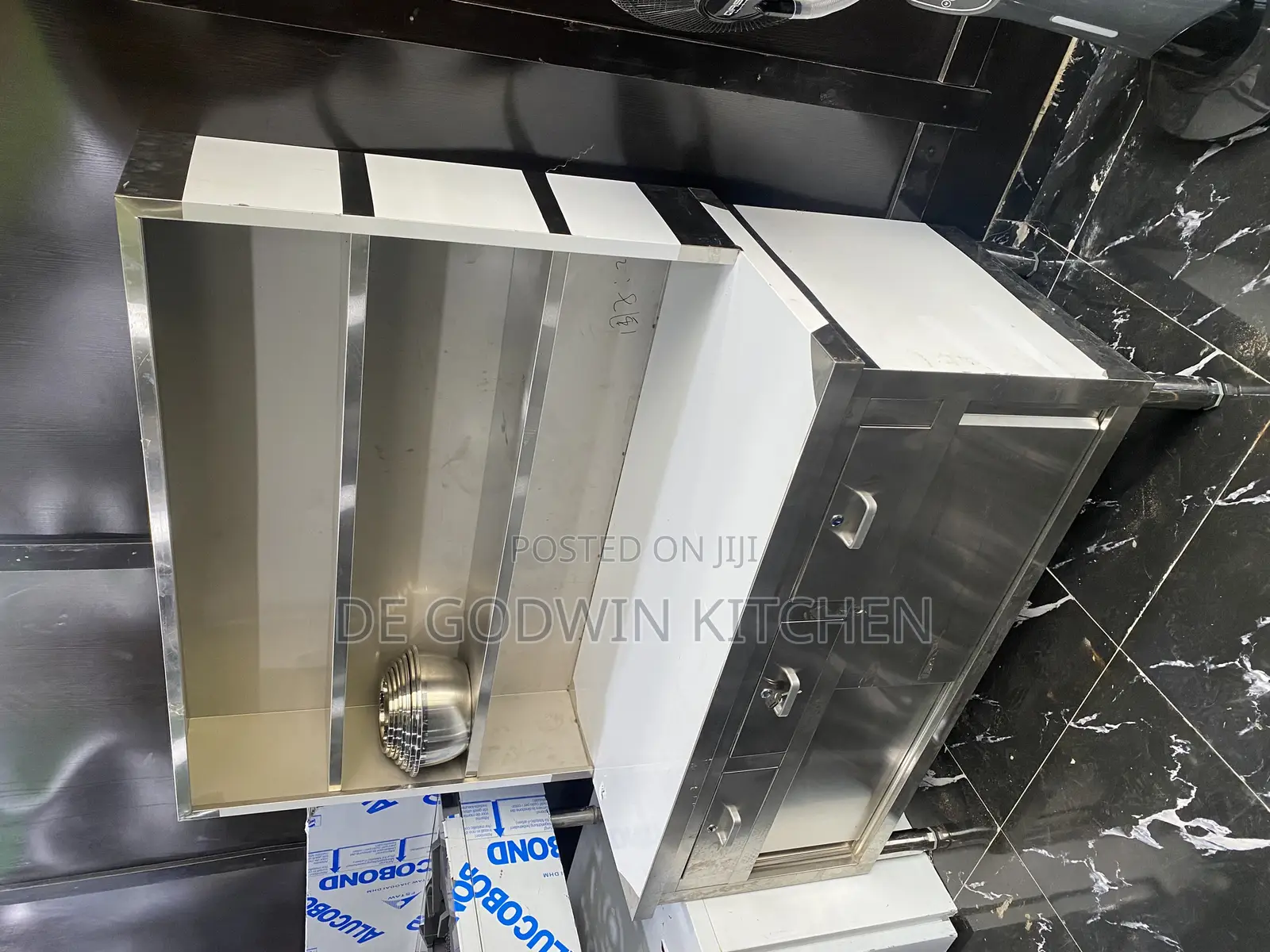 Stainless Steel Cabinet Table With Upper Shelve