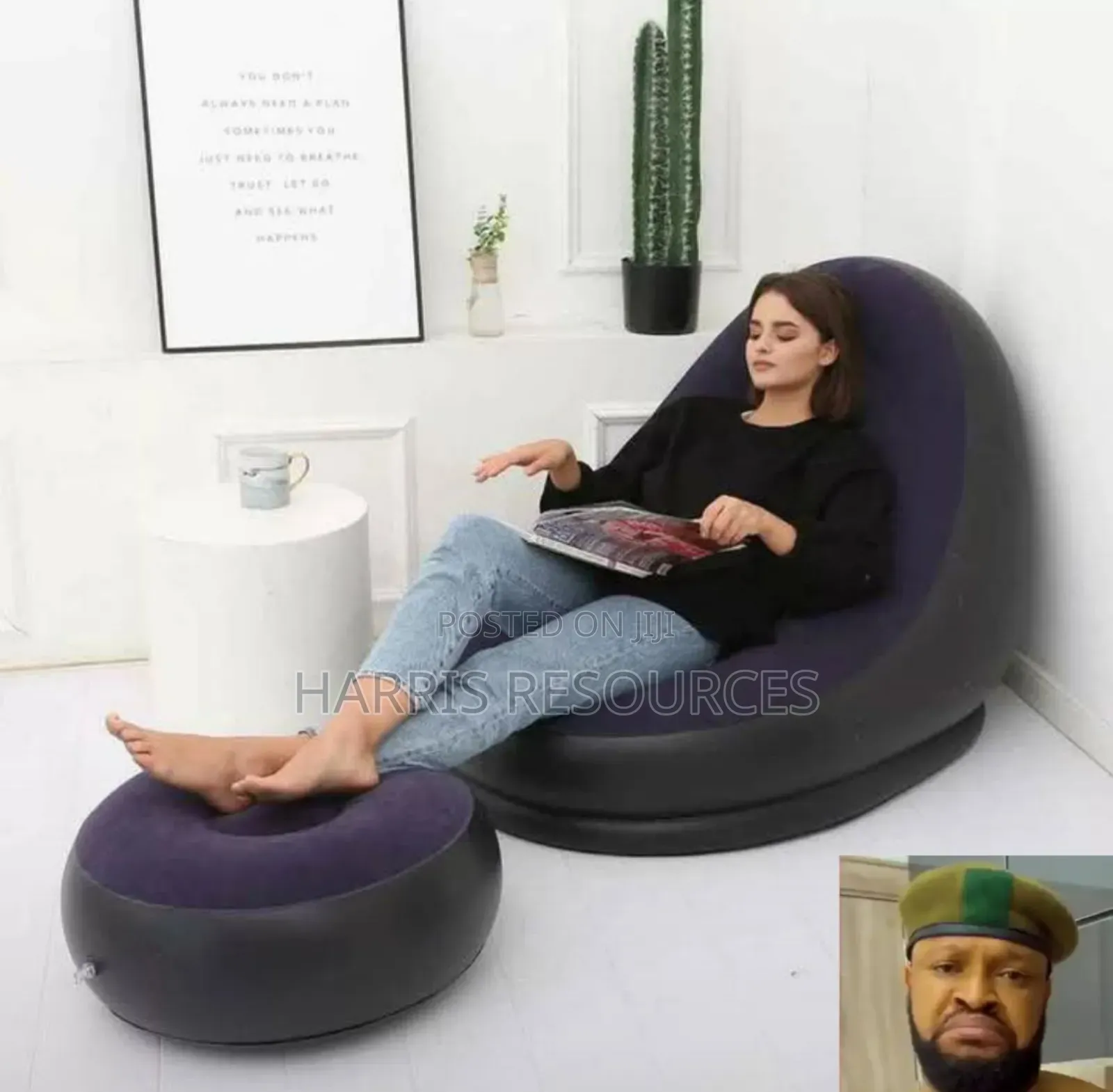 Inflatable Leisure Bean Bag Sofa With Footstool