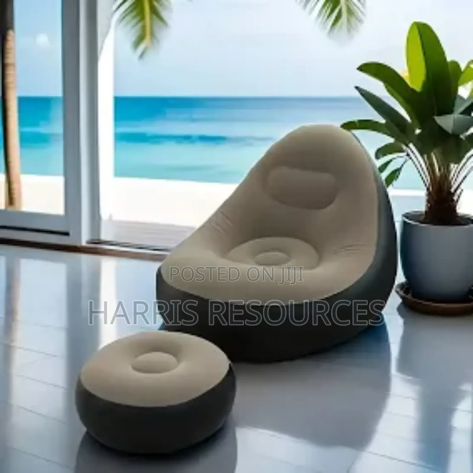 Inflatable Leisure Bean Bag Sofa With Footstool