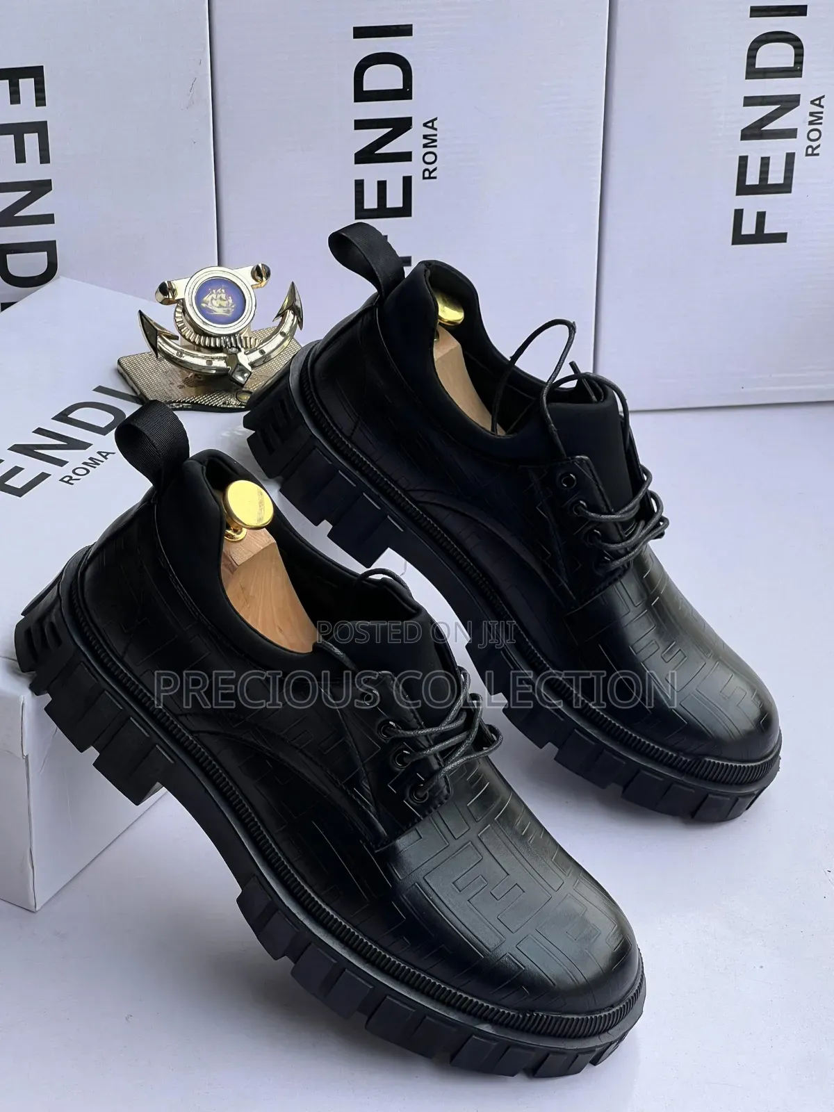Matte Leather Fendi Lace Up Shoe