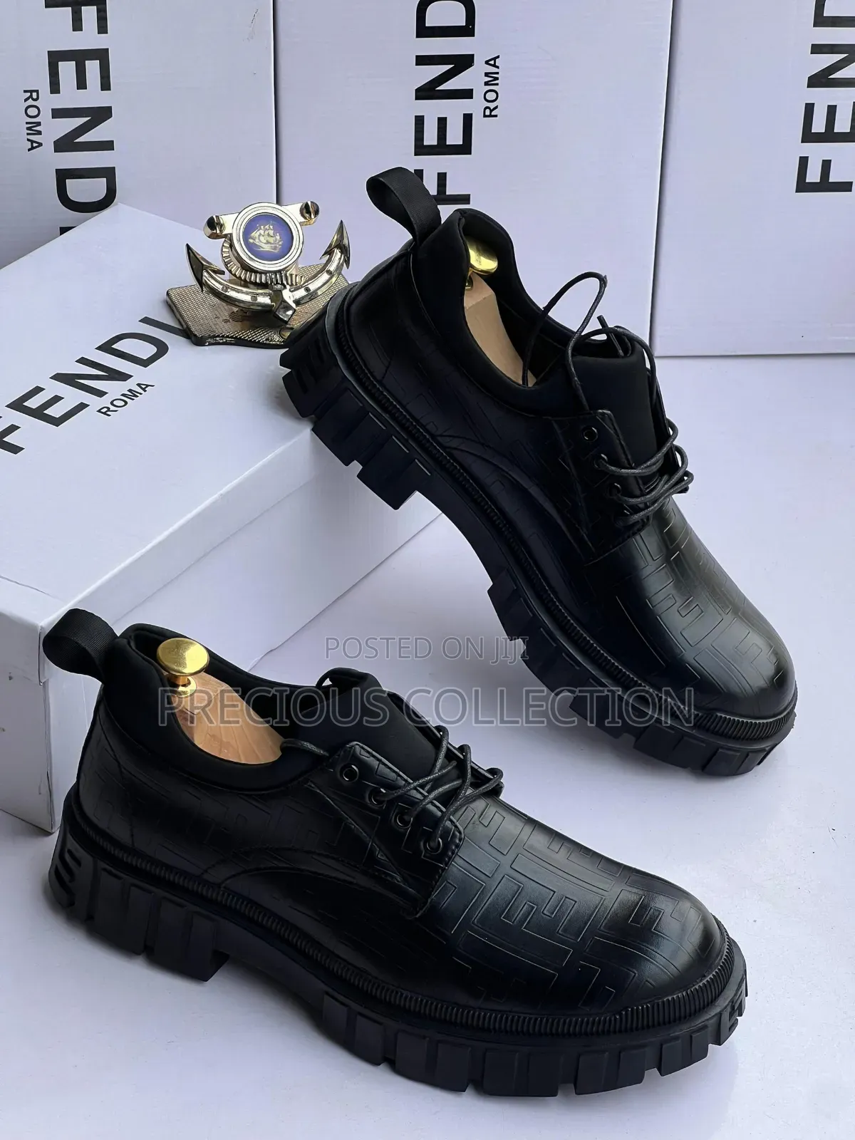 Matte Leather Fendi Lace Up Shoe