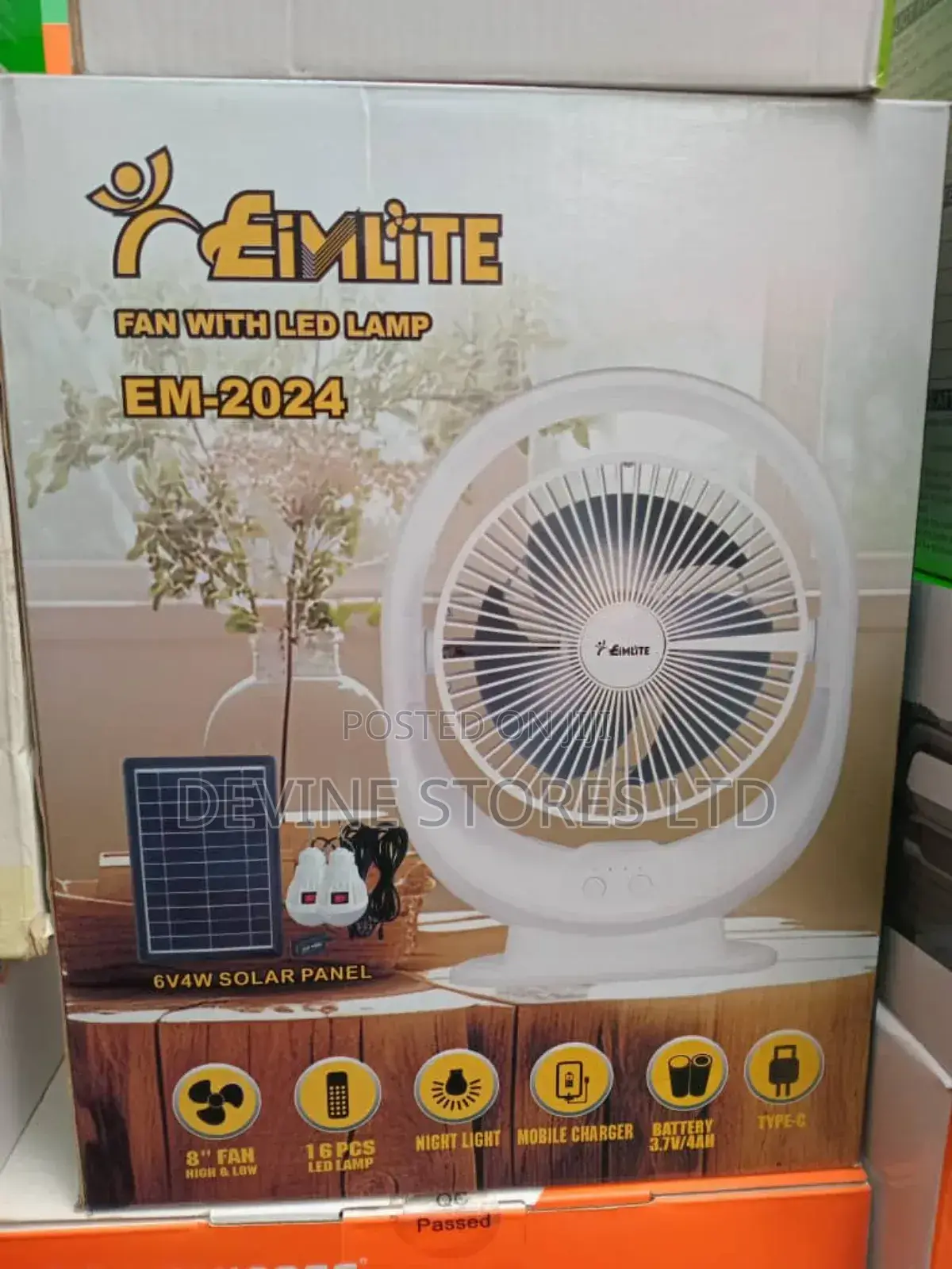 8" Table Top Fan With Solar Lights