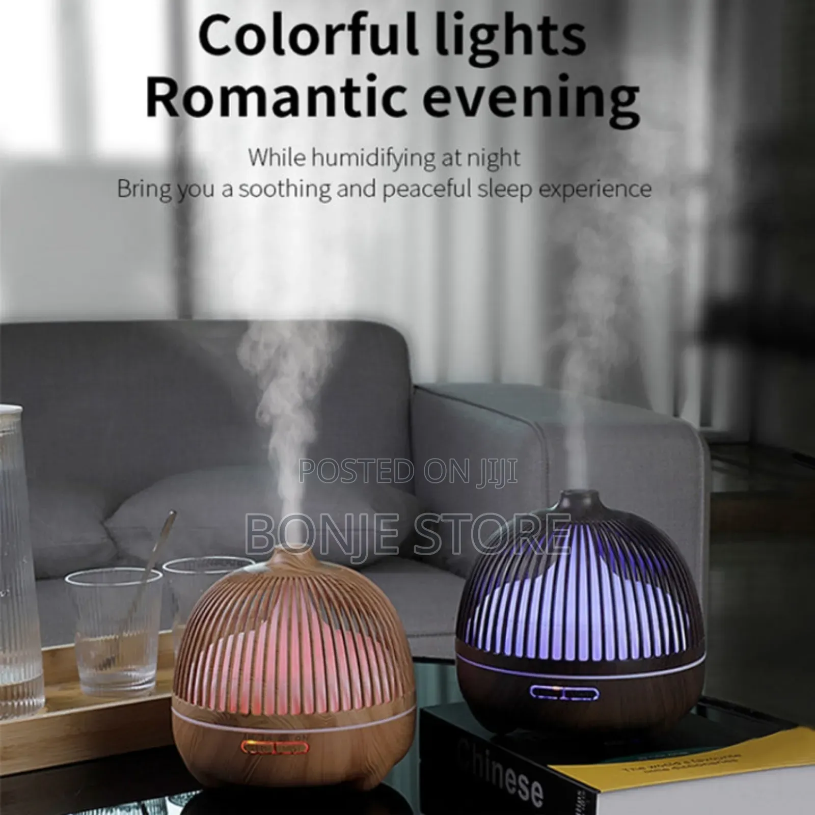 Ultrasonic Diffuser Humidifier With 7 Color Lights - 500ml