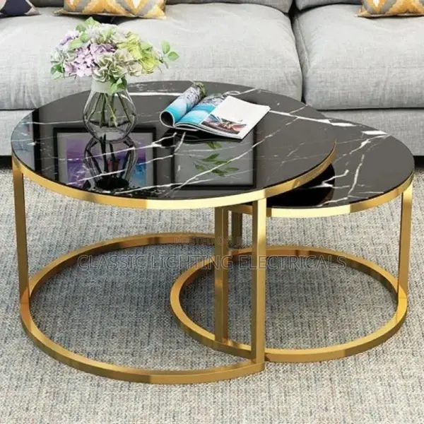 Glass Round Coffee Table for Living Room 2 in 1 Combination