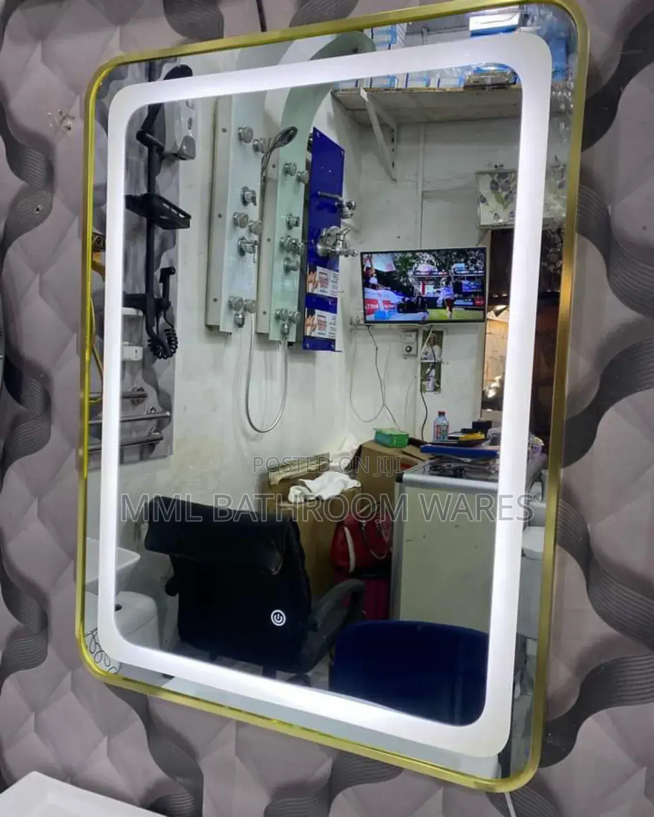 Gold Frame Led Mirror. 
Size : 80cmx60cm