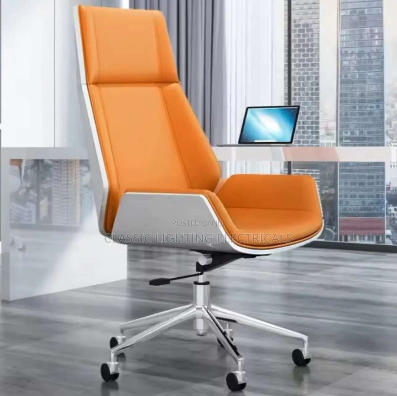 Orange Relax Backrest Chair Luxairy Wheels Computer Chair