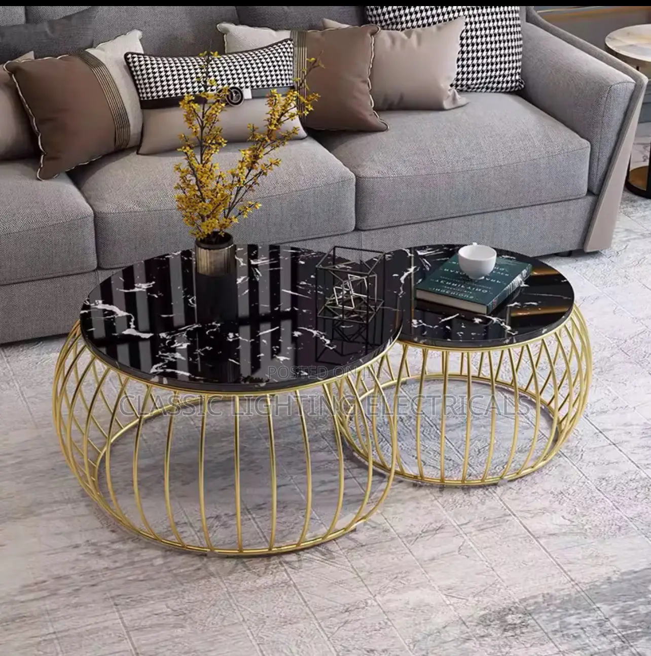Luxury Rock Plate Tempered Glass Retractable Coffee Table